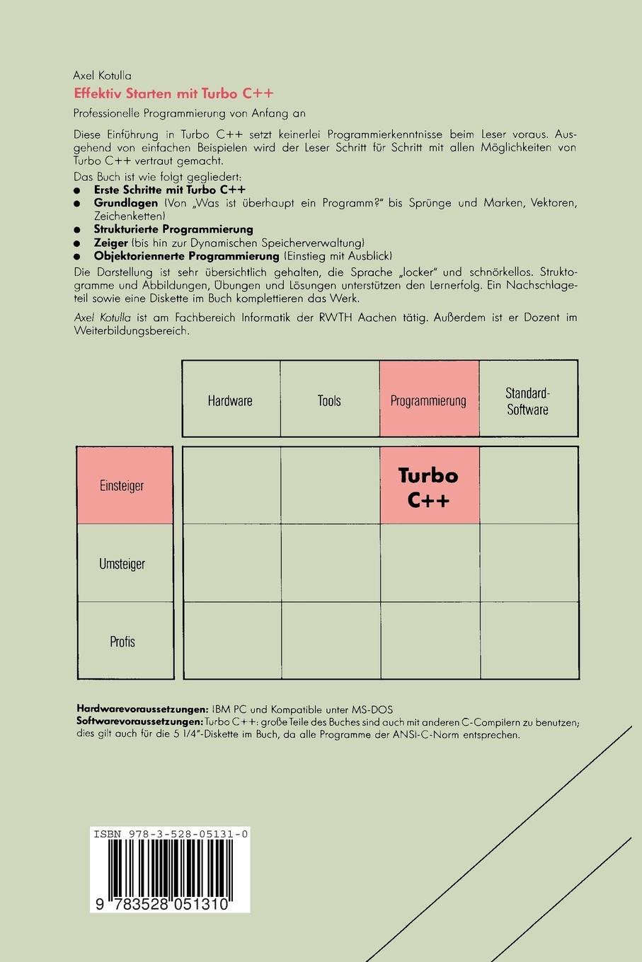 Rückseitencover Effektiv Starten mit Turbo C++