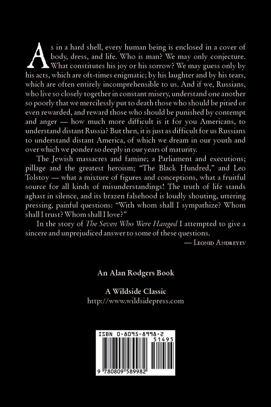 Rückseitencover The Seven Who Were Hanged by Leonid Nikolayevich Andreyev, Fiction
