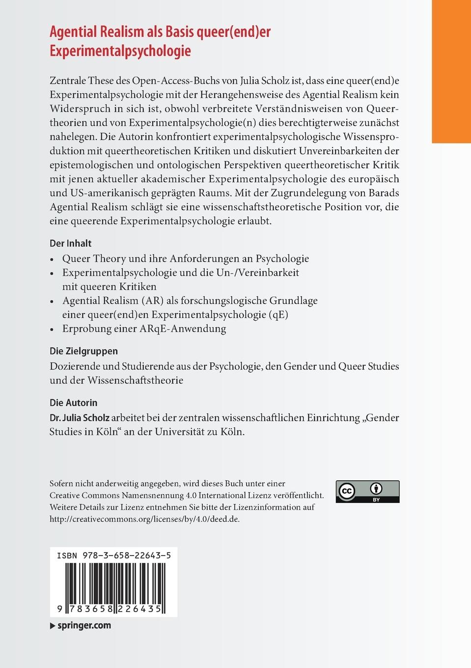 Rückseitencover Agential Realism als Basis queer(end)er Experimentalpsychologie
