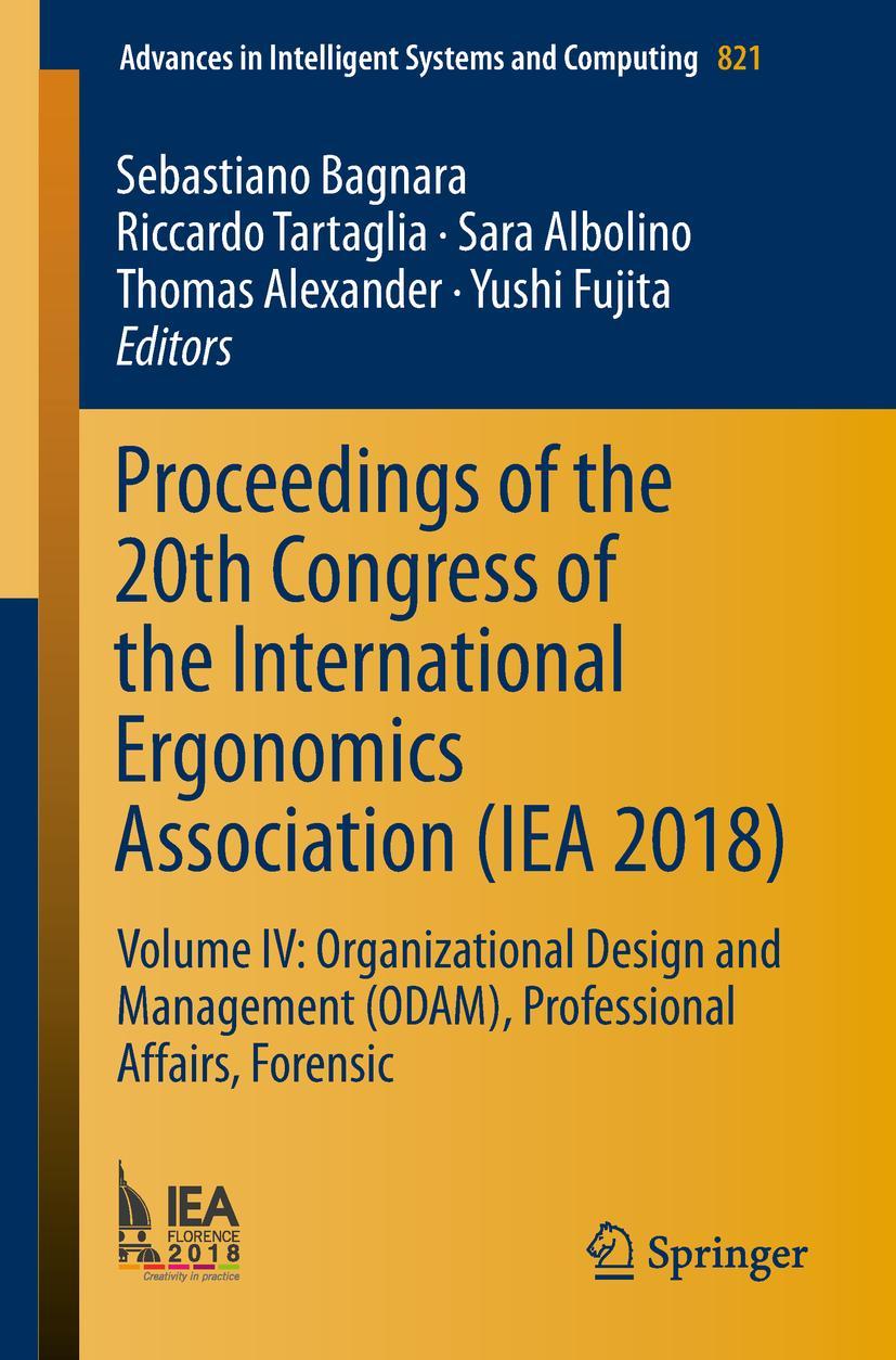 Vorderes Coverbild Proceedings of the 20th Congress of the International Ergonomics Association (IEA 2018)