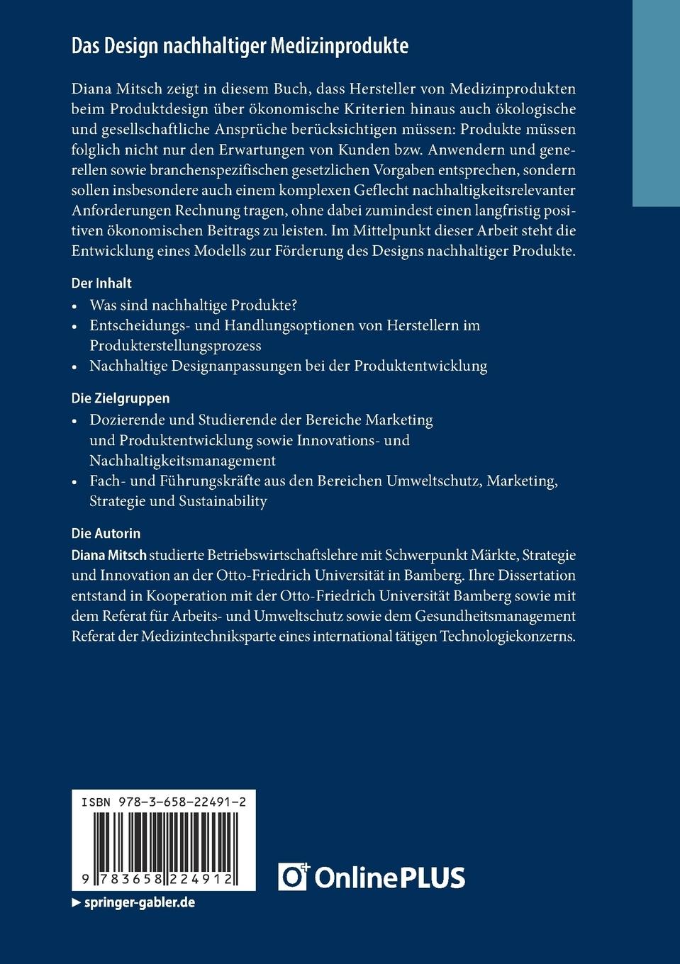 Rückseitencover Das Design nachhaltiger Medizinprodukte