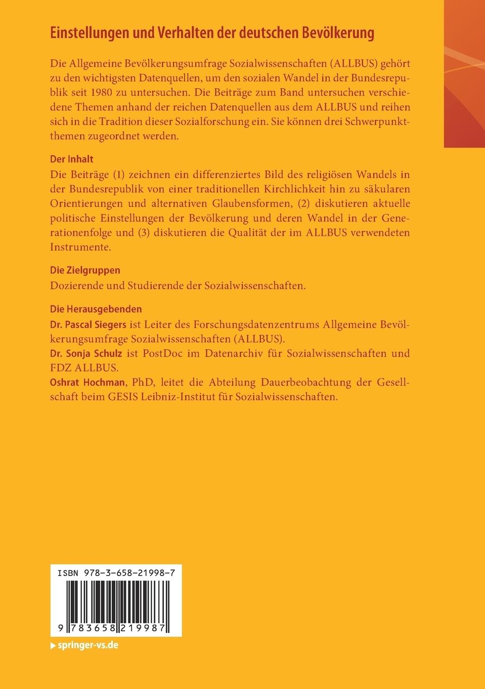 Rückseitencover Einstellungen und Verhalten der deutschen Bevölkerung