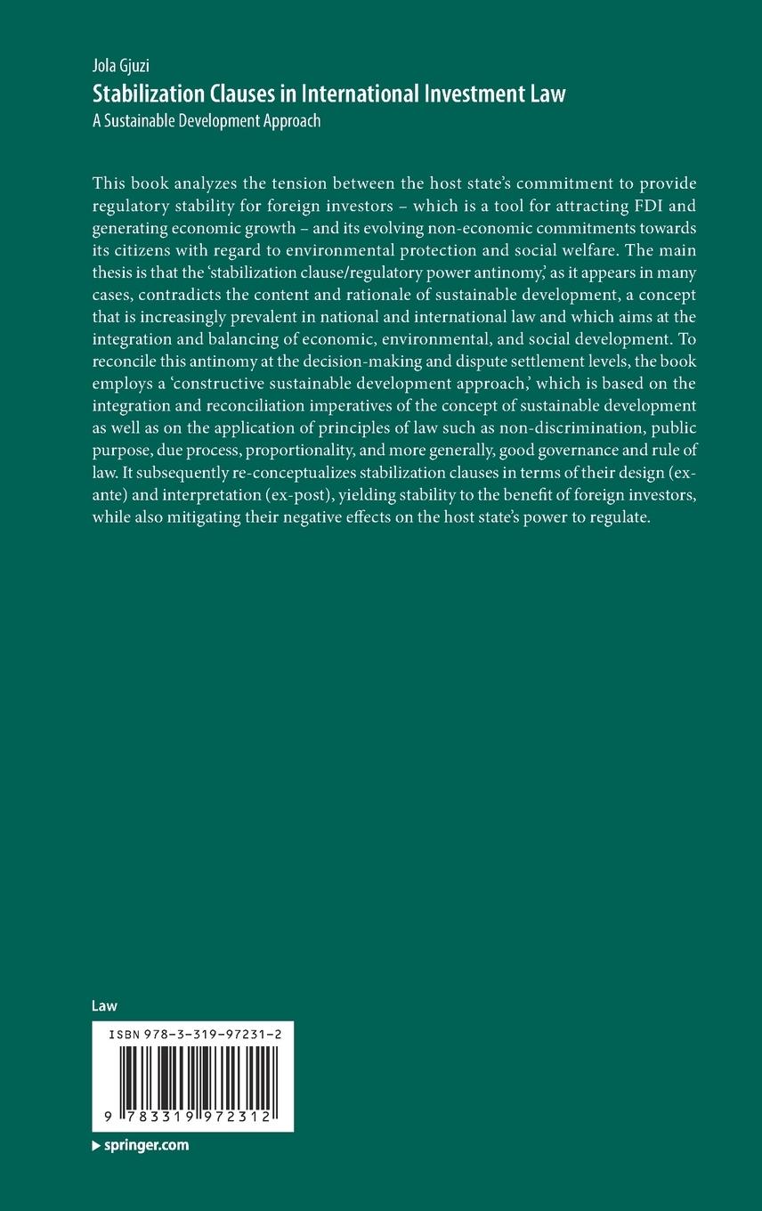 Rückseitencover Stabilization Clauses in International Investment Law