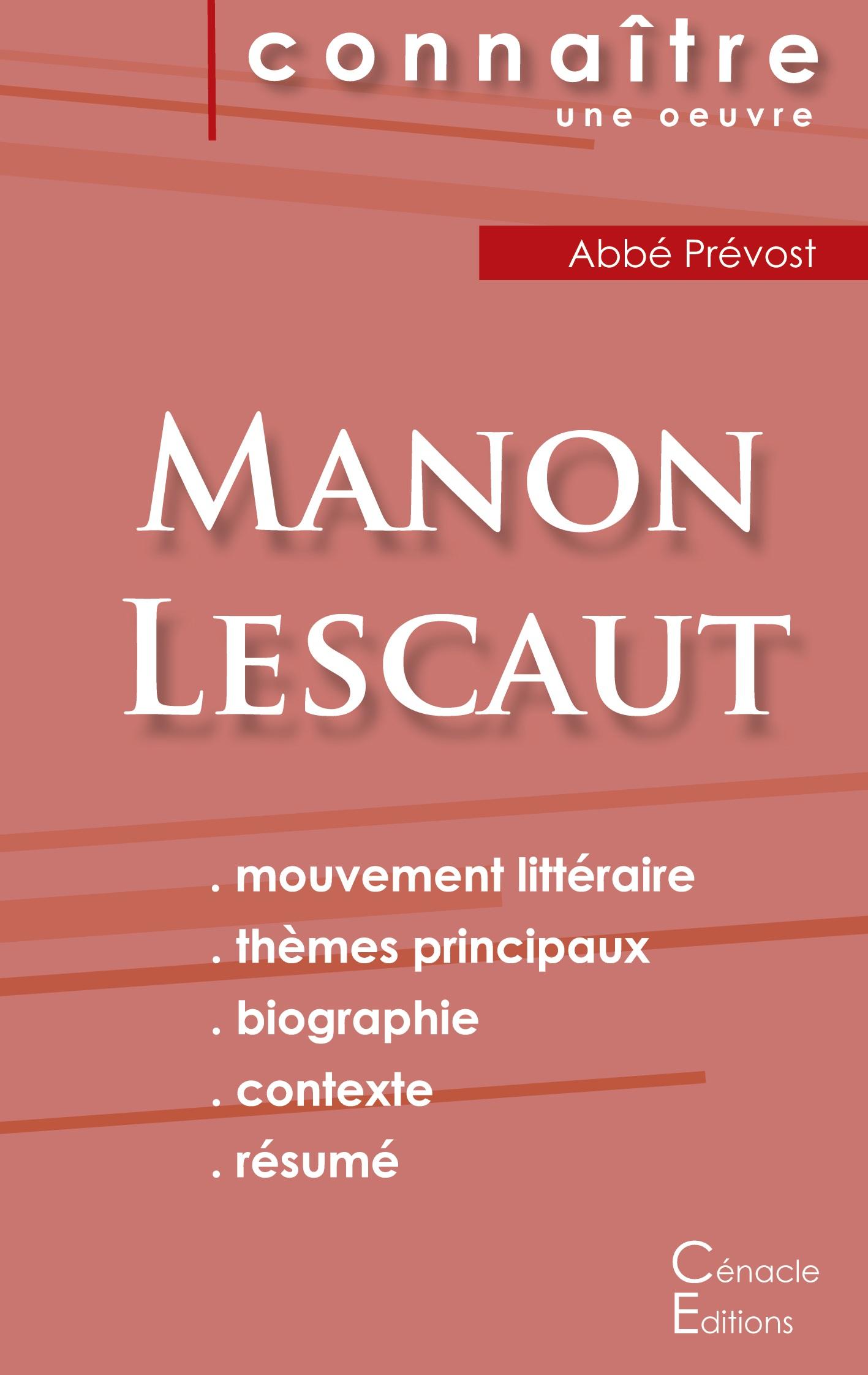 Vorderes Coverbild Fiche de lecture Manon Lescaut de l'Abbé Prévost (Analyse littéraire de référence et résumé complet)