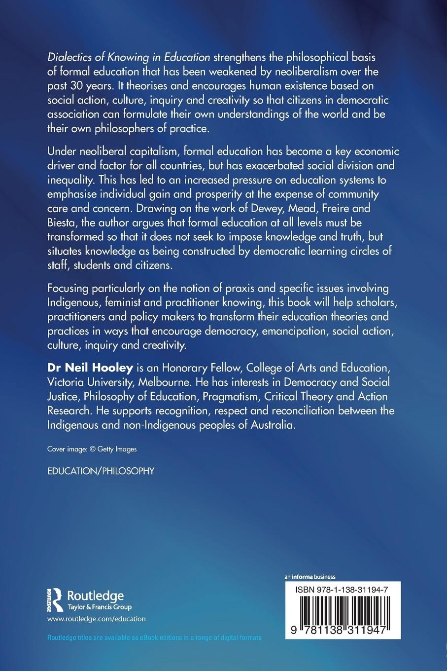 Rückseitencover Dialectics of Knowing in Education