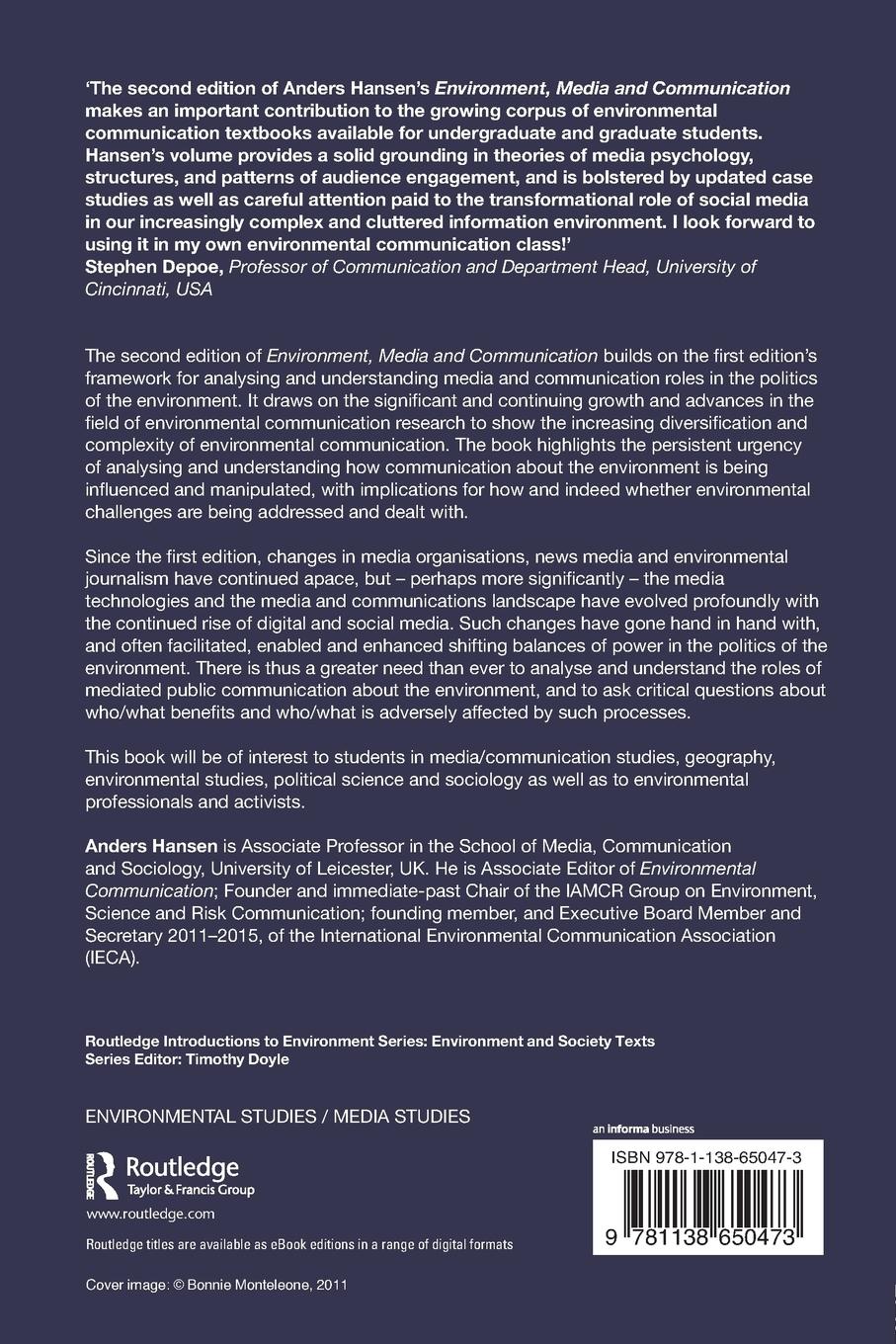 Rückseitencover Environment, Media and Communication