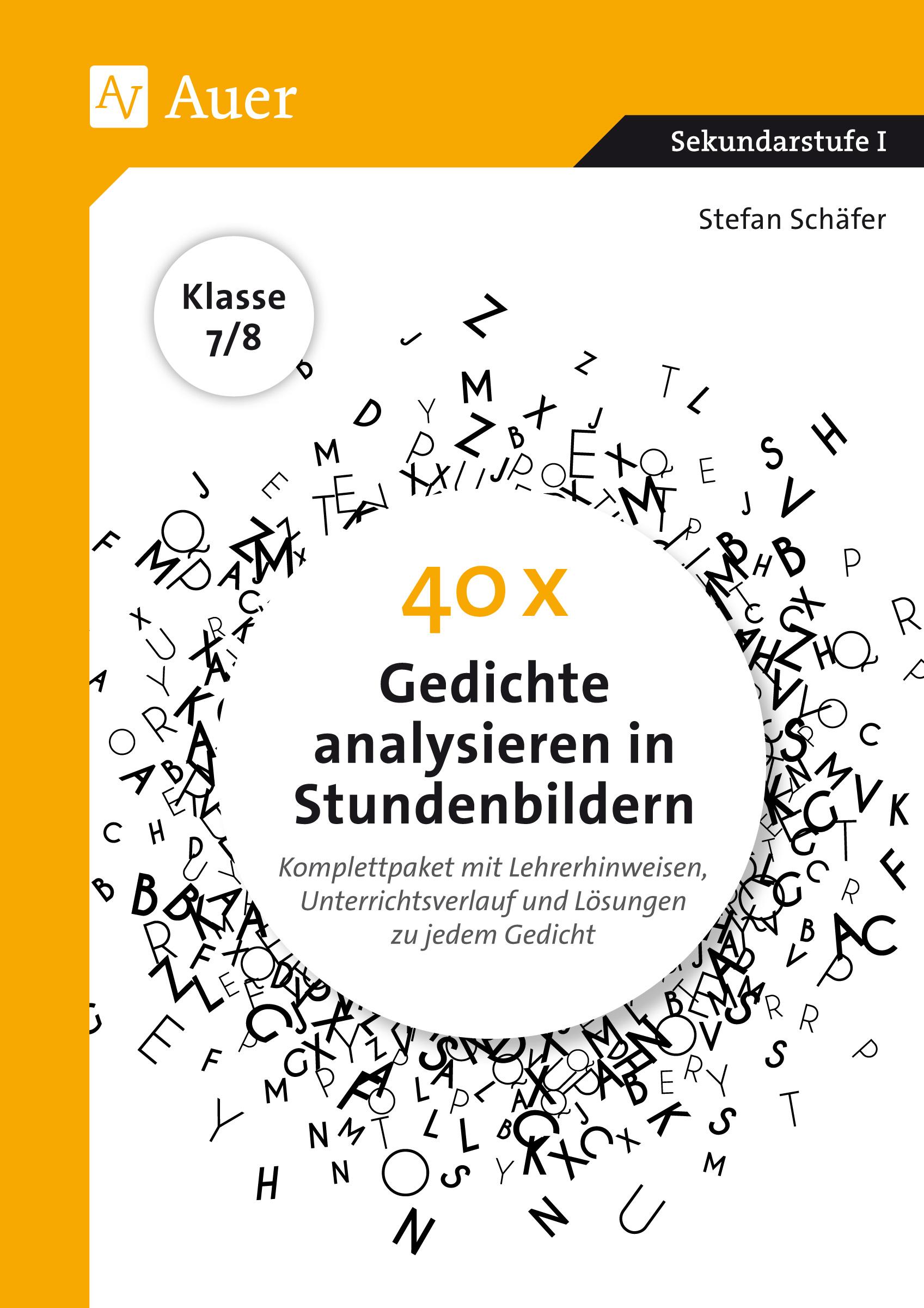 Vorderes Coverbild 40 x Gedichte analysieren in Stundenbildern 7-8