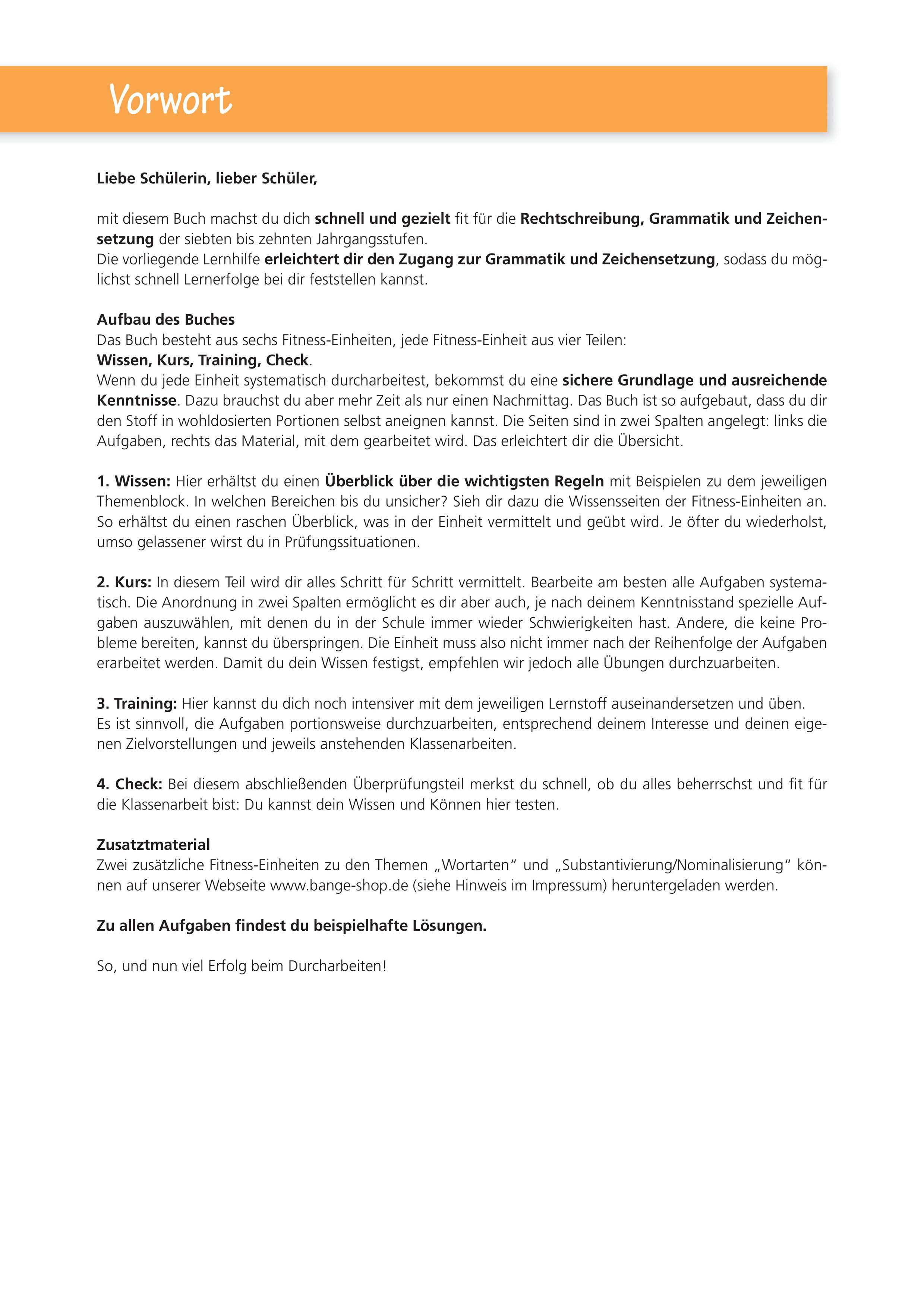 Beispielinhalt (Bild) Rechtschreibung, Grammatik und Zeichensetzung. Deutsch Klasse 7-10.