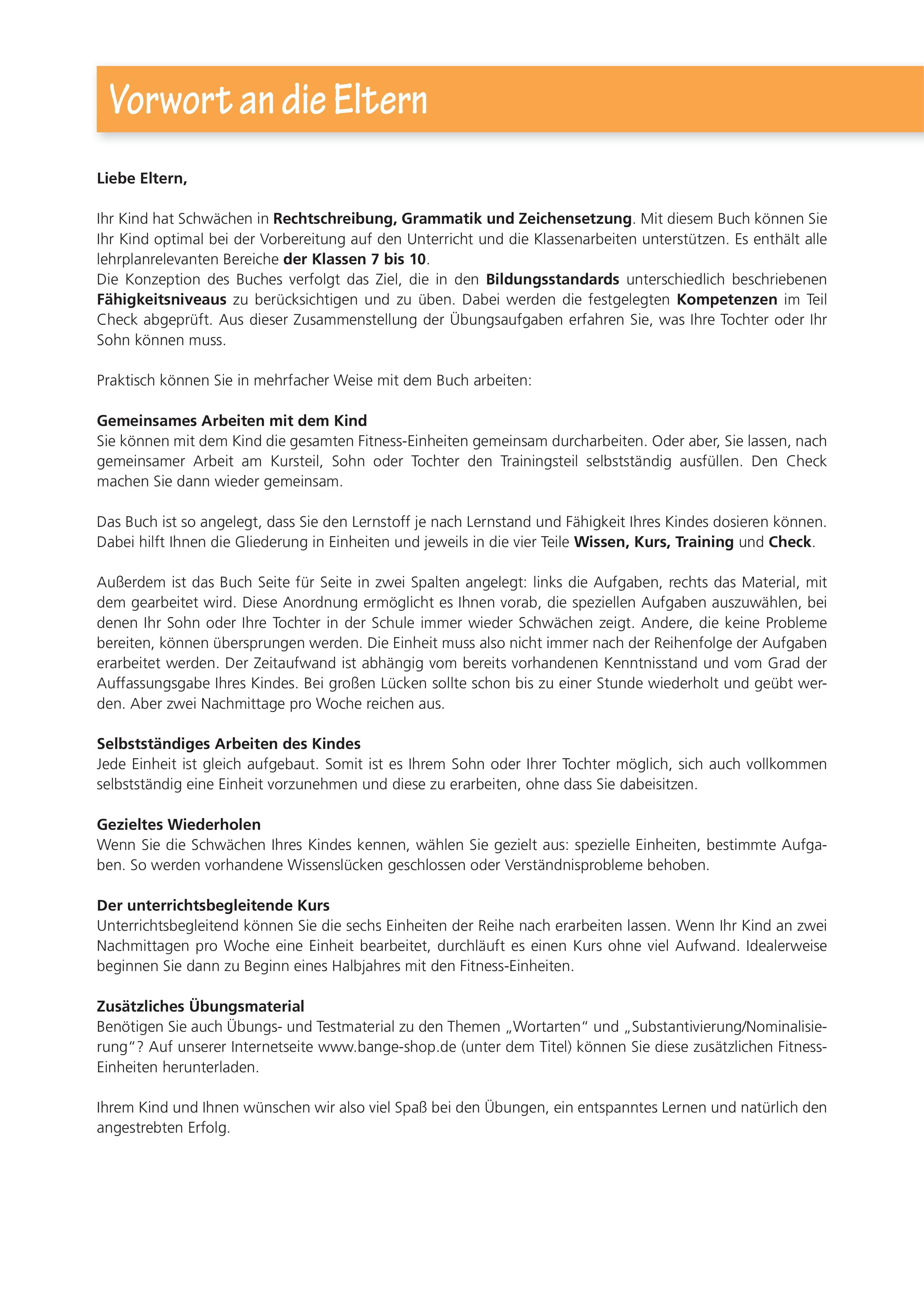 Beispielinhalt (Bild) Rechtschreibung, Grammatik und Zeichensetzung. Deutsch Klasse 7-10.