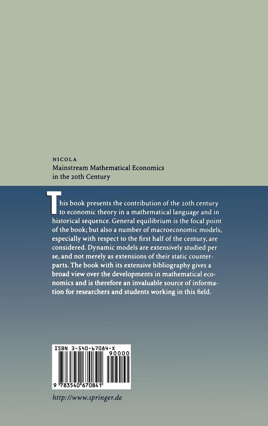 Rückseitencover Mainstream Mathematical Economics in the 20th Century