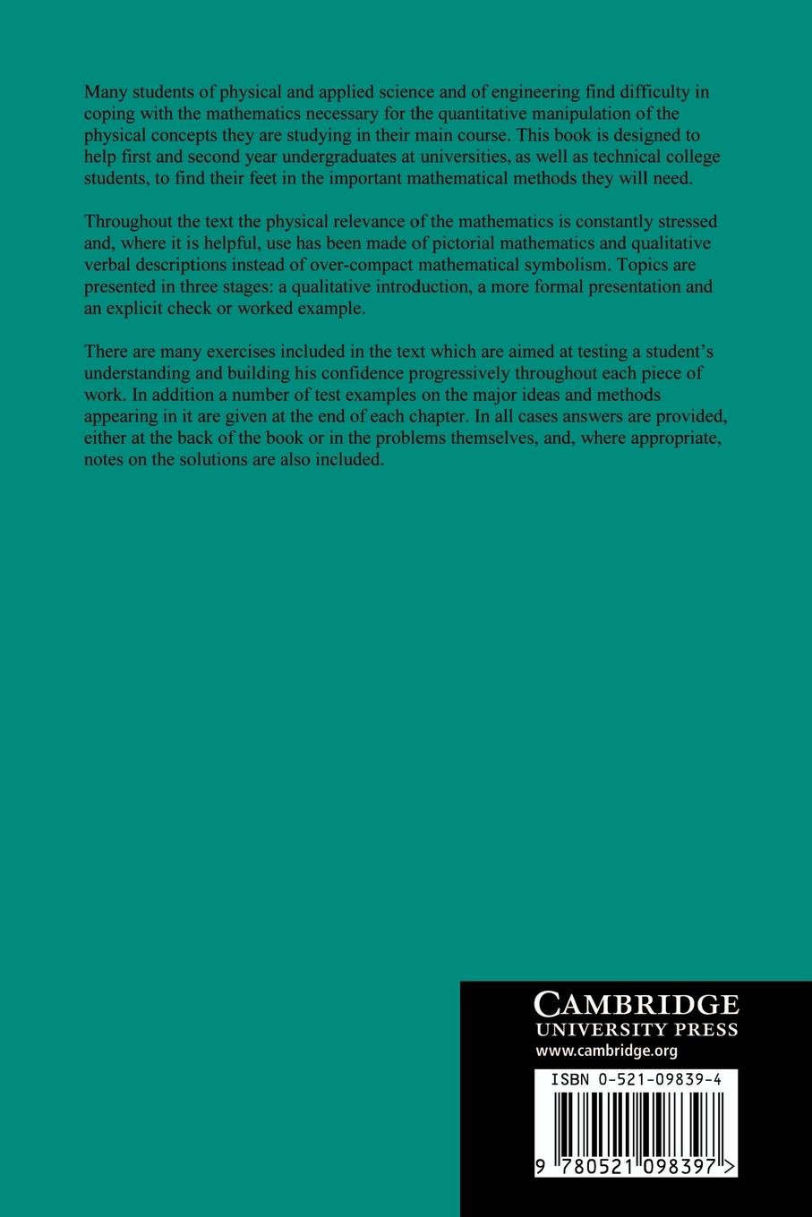 Rückseitencover Mathematical Methods for the Physical Sciences