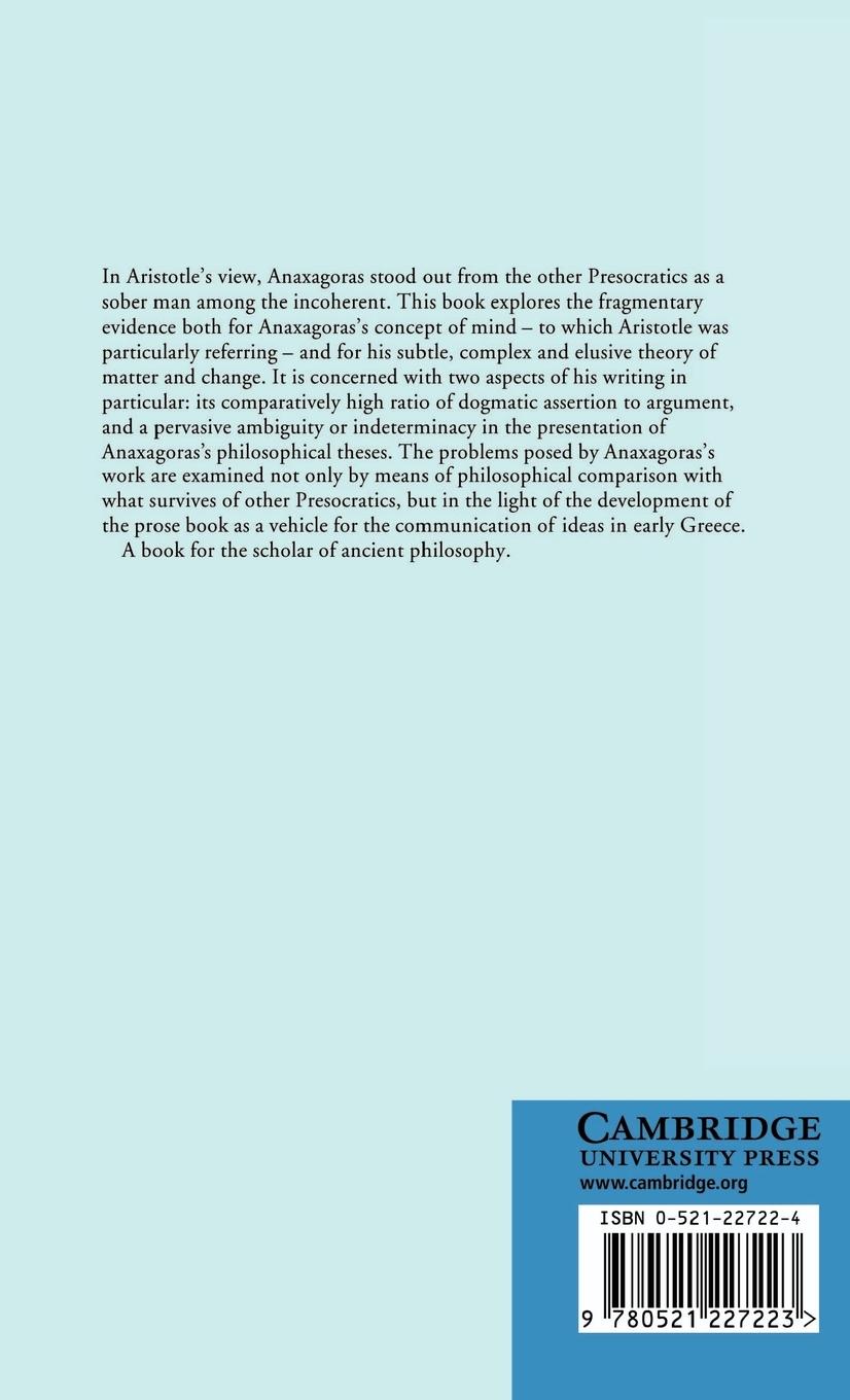 Rückseitencover An Essay on Anaxagoras