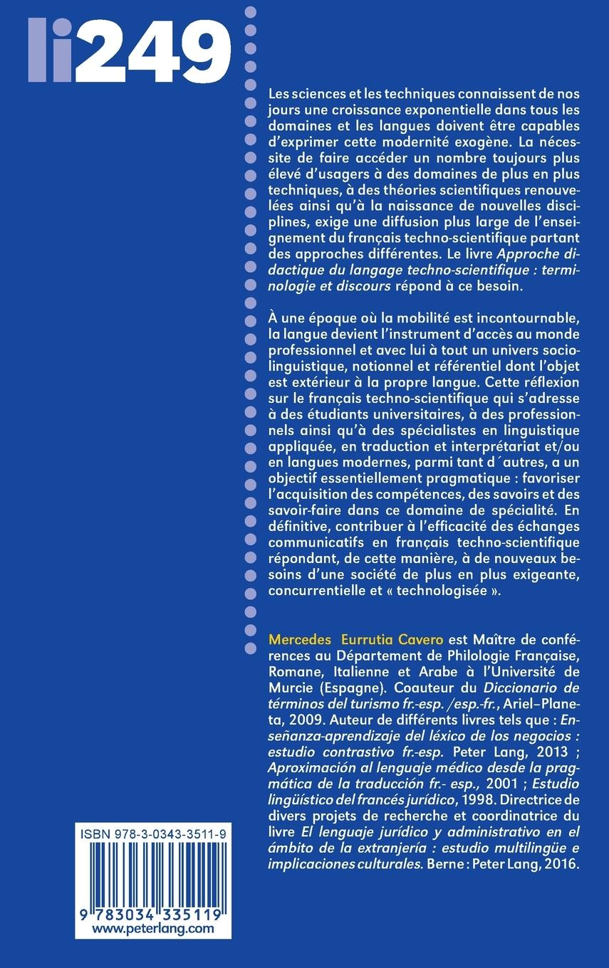 Rückseitencover Approche didactique du langage techno-scientifique