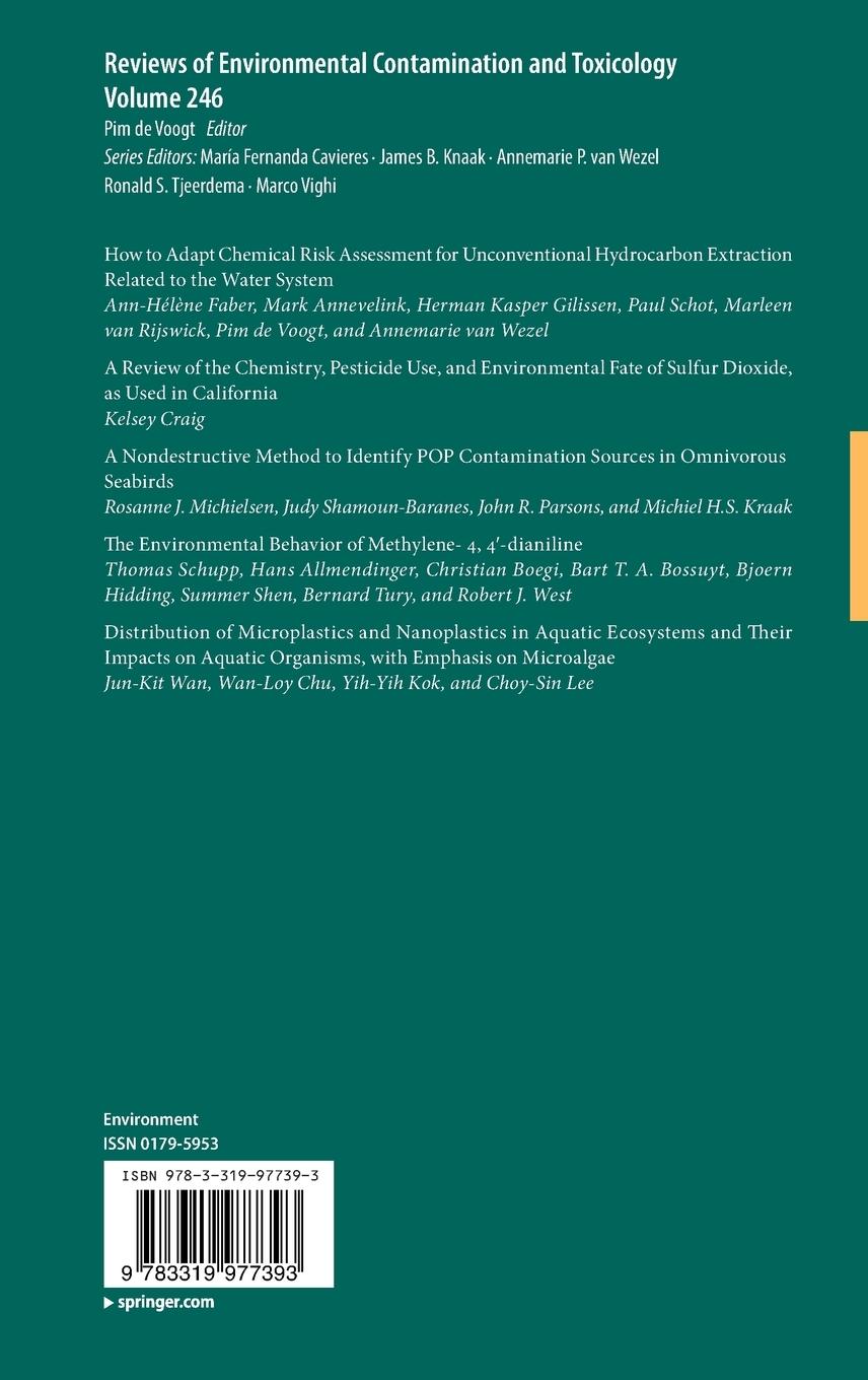 Rückseitencover Reviews of Environmental Contamination and Toxicology Volume 246