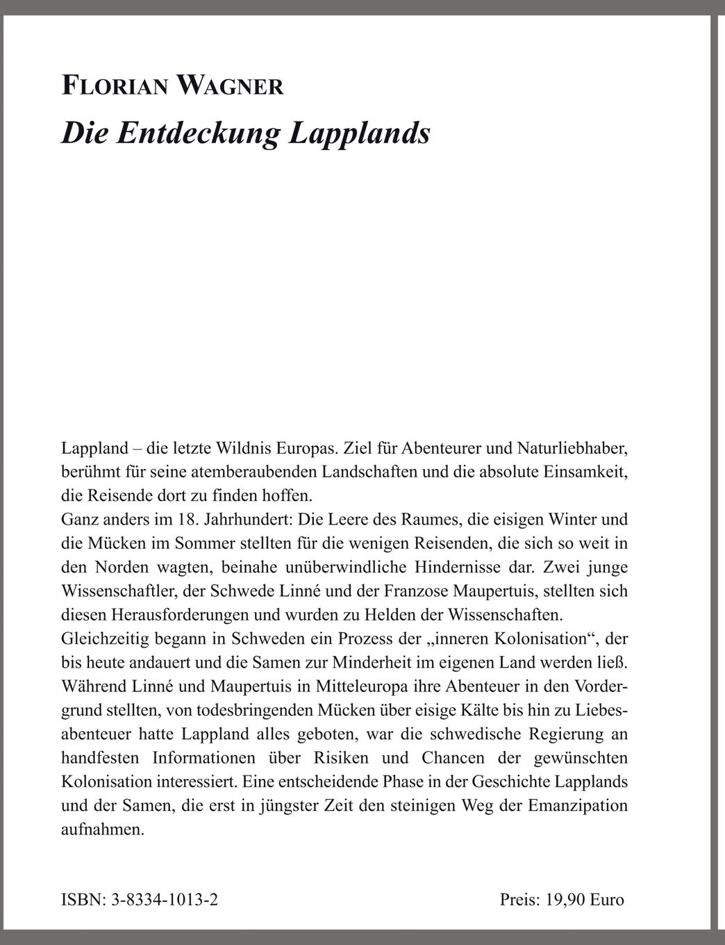 Rückseitencover Die Entdeckung Lapplands