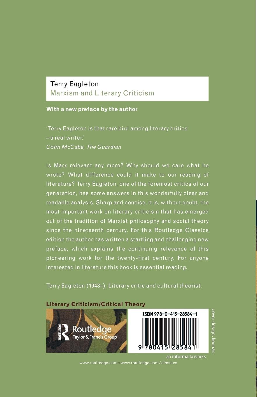 Rückseitencover Marxism and Literary Criticism
