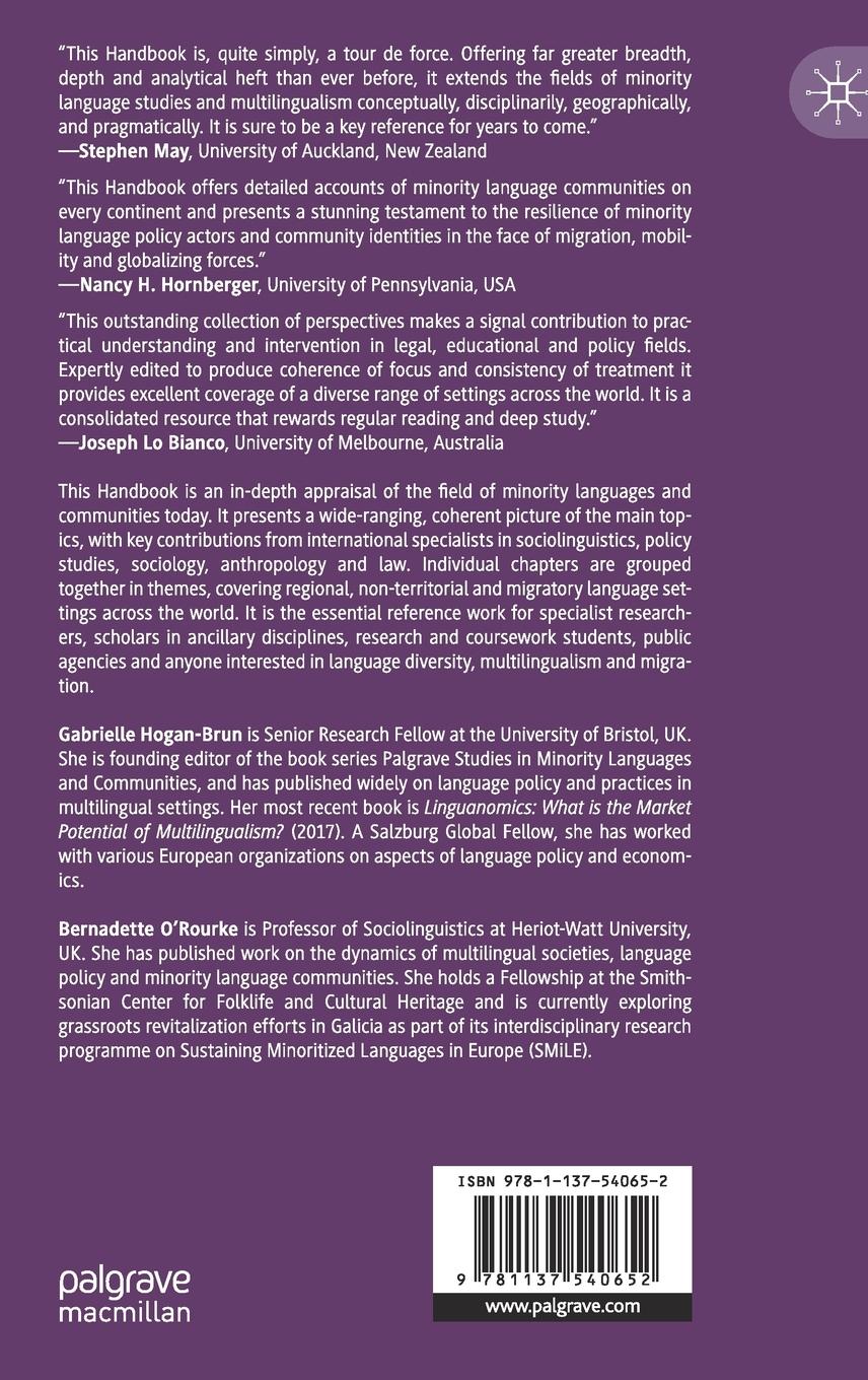 Rückseitencover The Palgrave Handbook of Minority Languages and Communities