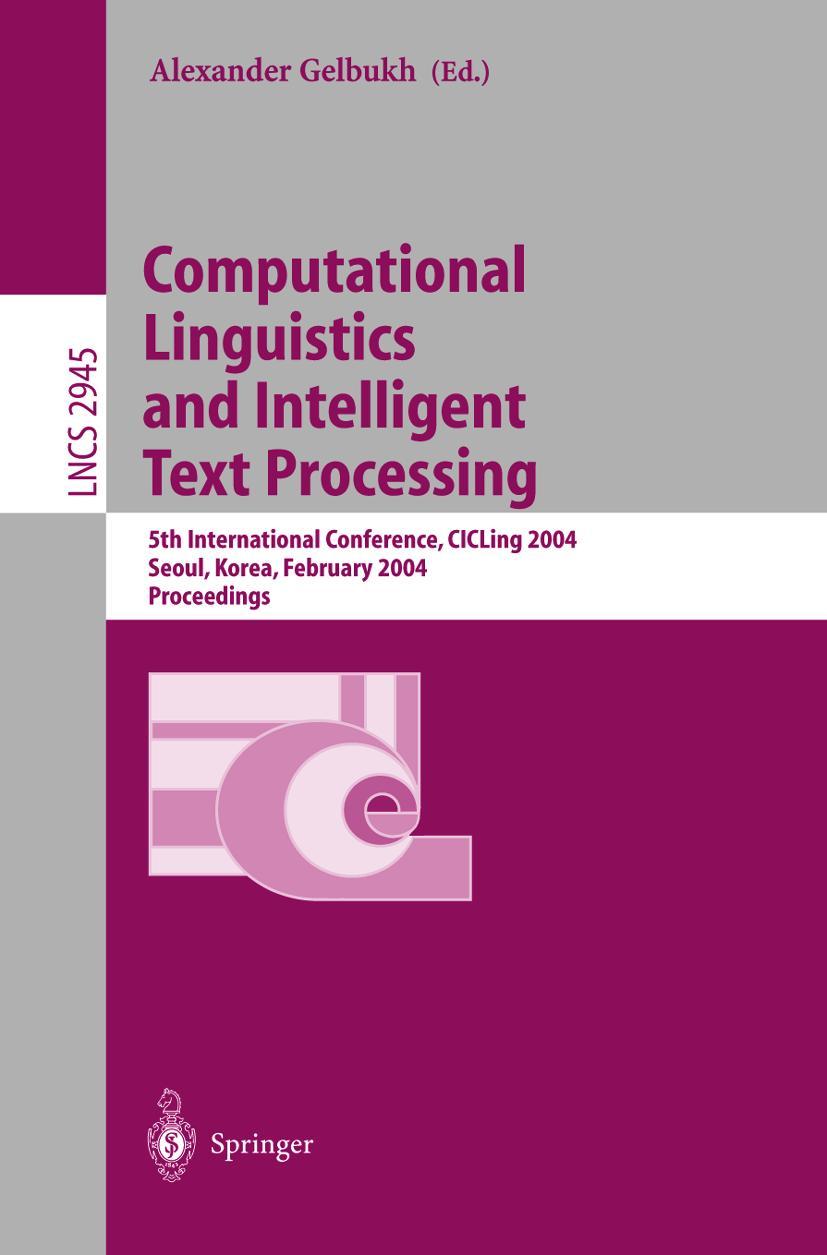 Vorderes Coverbild Computational Linguistics and Intelligent Text Processing