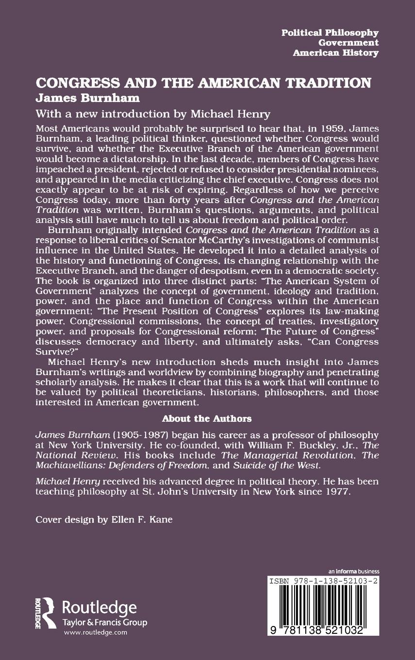 Rückseitencover Congress and the American Tradition