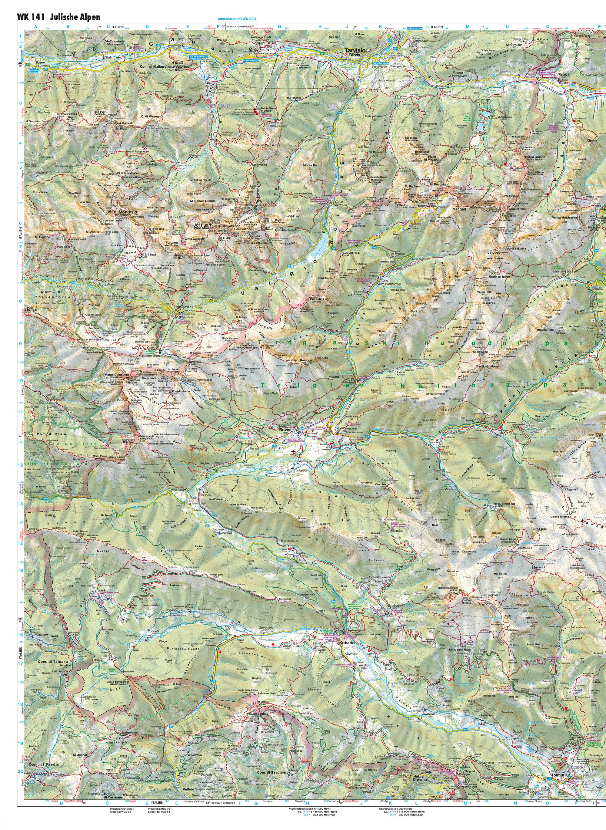Beispielinhalt (Bild) Julische Alpen 1 : 50 000. WK 141