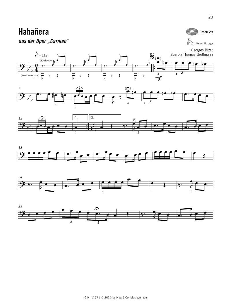 Beispielinhalt (Bild) Melodien für Kontrabass - von Bach bis Holst
