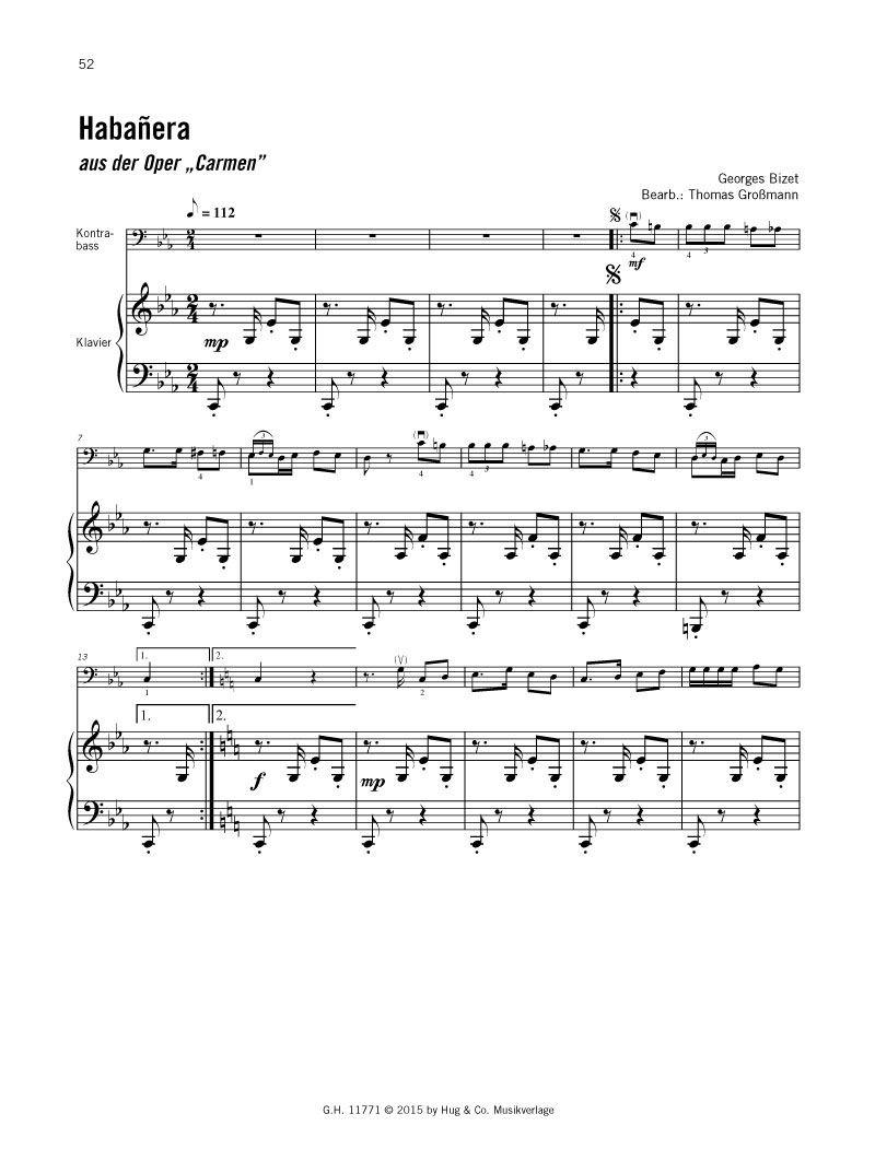 Beispielinhalt (Bild) Melodien für Kontrabass - von Bach bis Holst