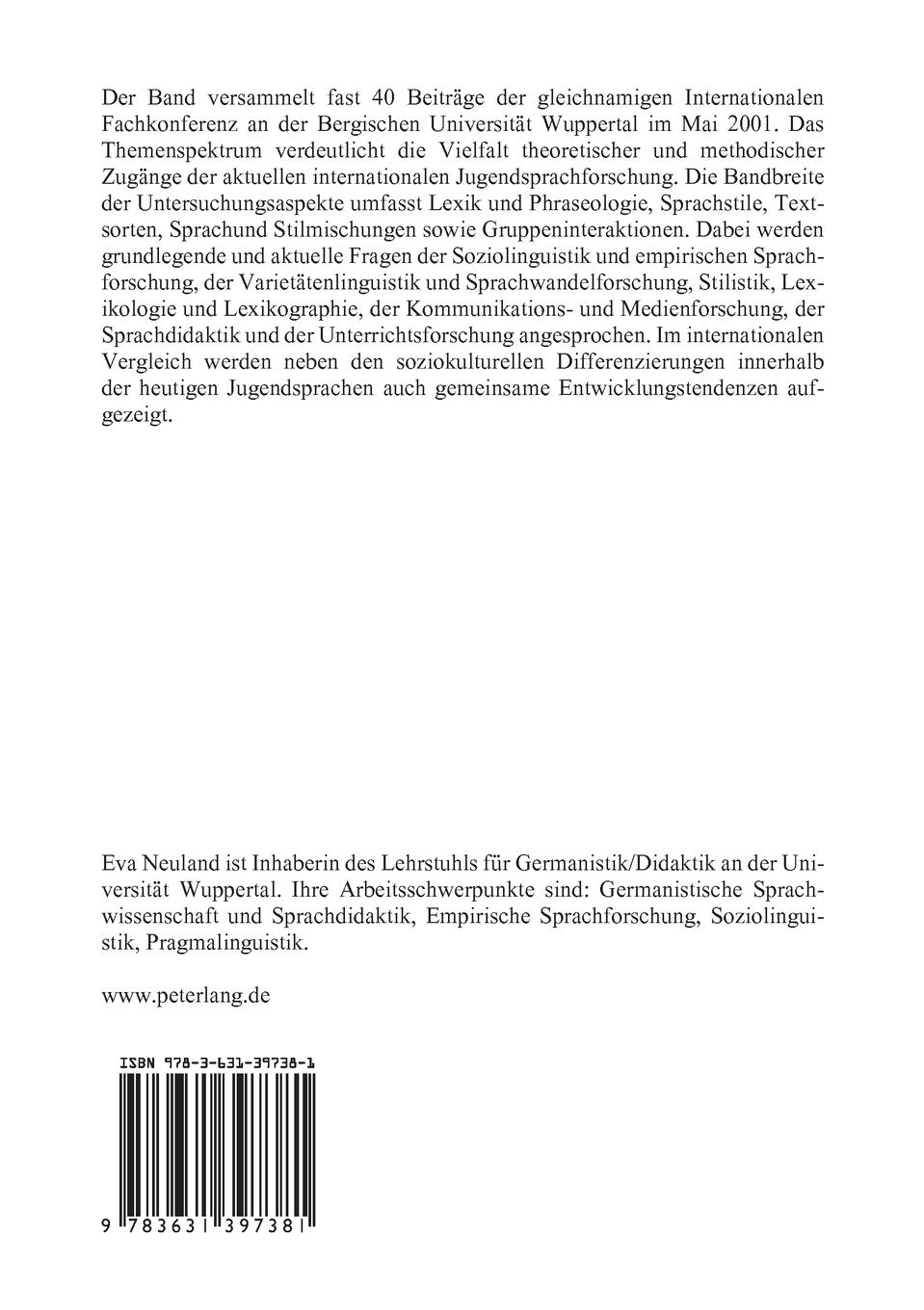 Rückseitencover Jugendsprachen - Spiegel der Zeit