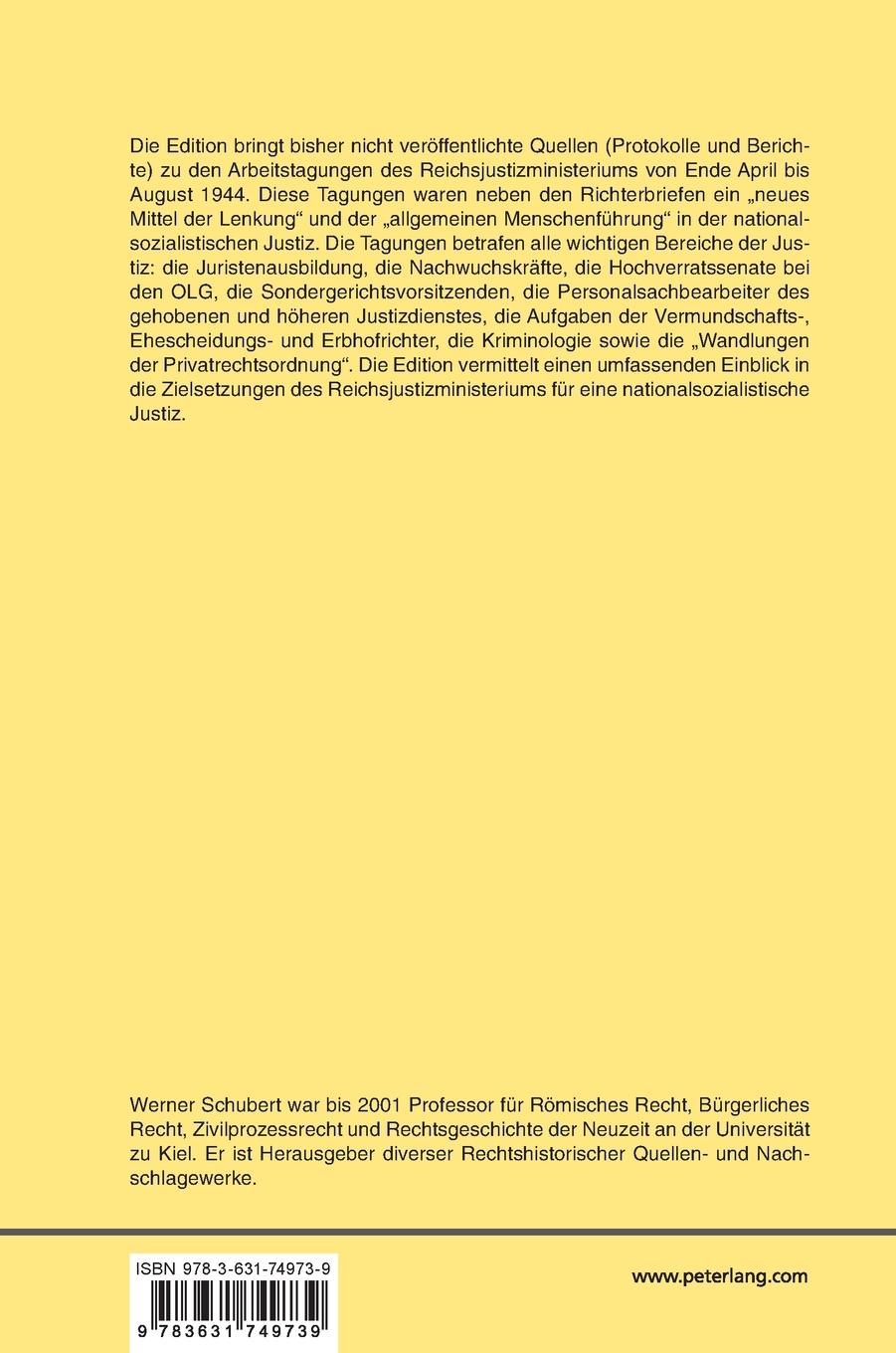 Rückseitencover Das Reichsjustizministerium unter Otto Thierack (1943-1945)
