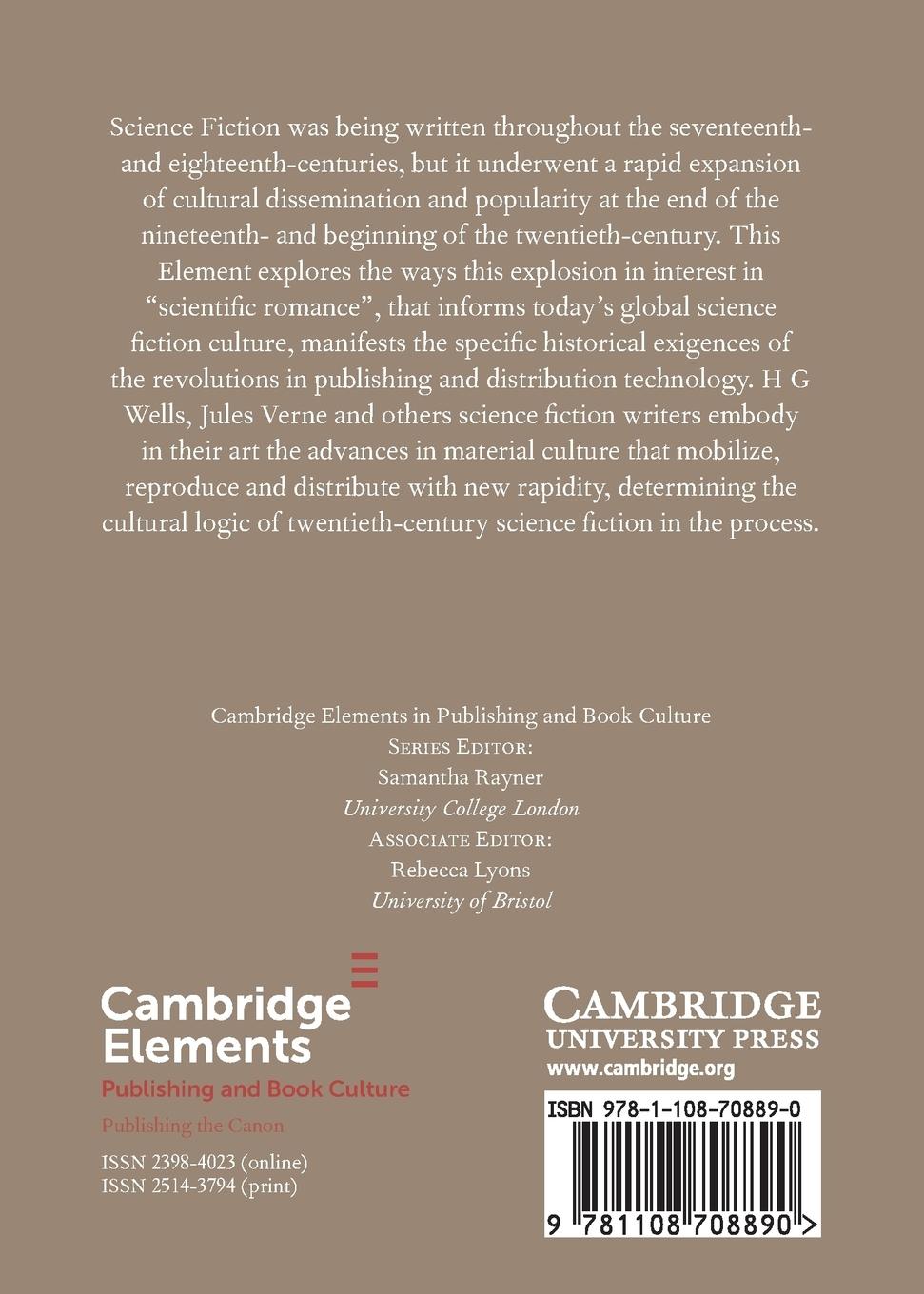Rückseitencover Publishing and the Science Fiction Canon