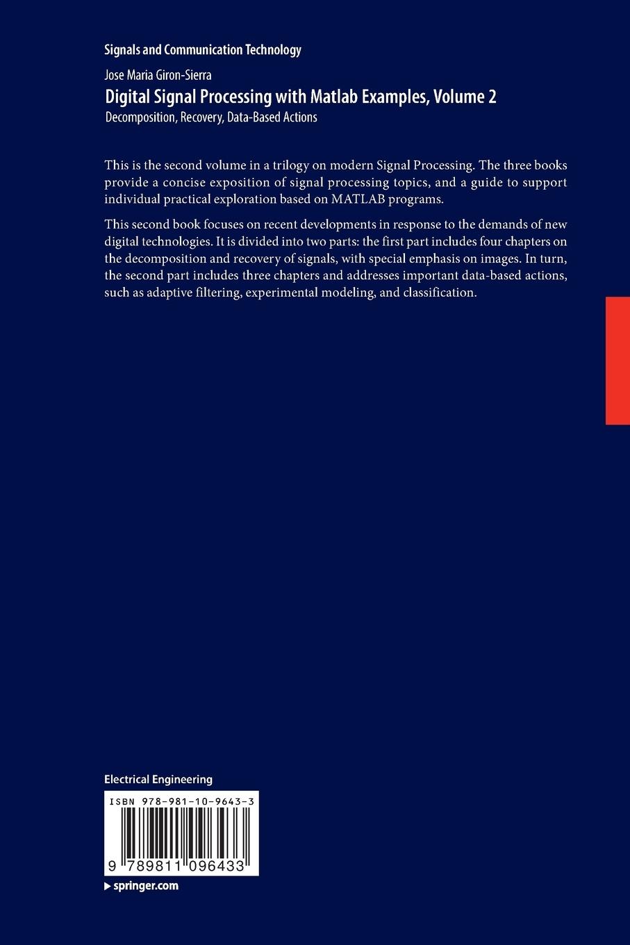 Rückseitencover Digital Signal Processing with Matlab Examples, Volume 2