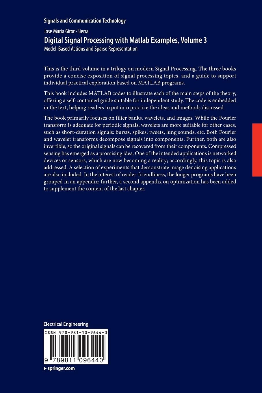 Rückseitencover Digital Signal Processing with Matlab Examples, Volume 3