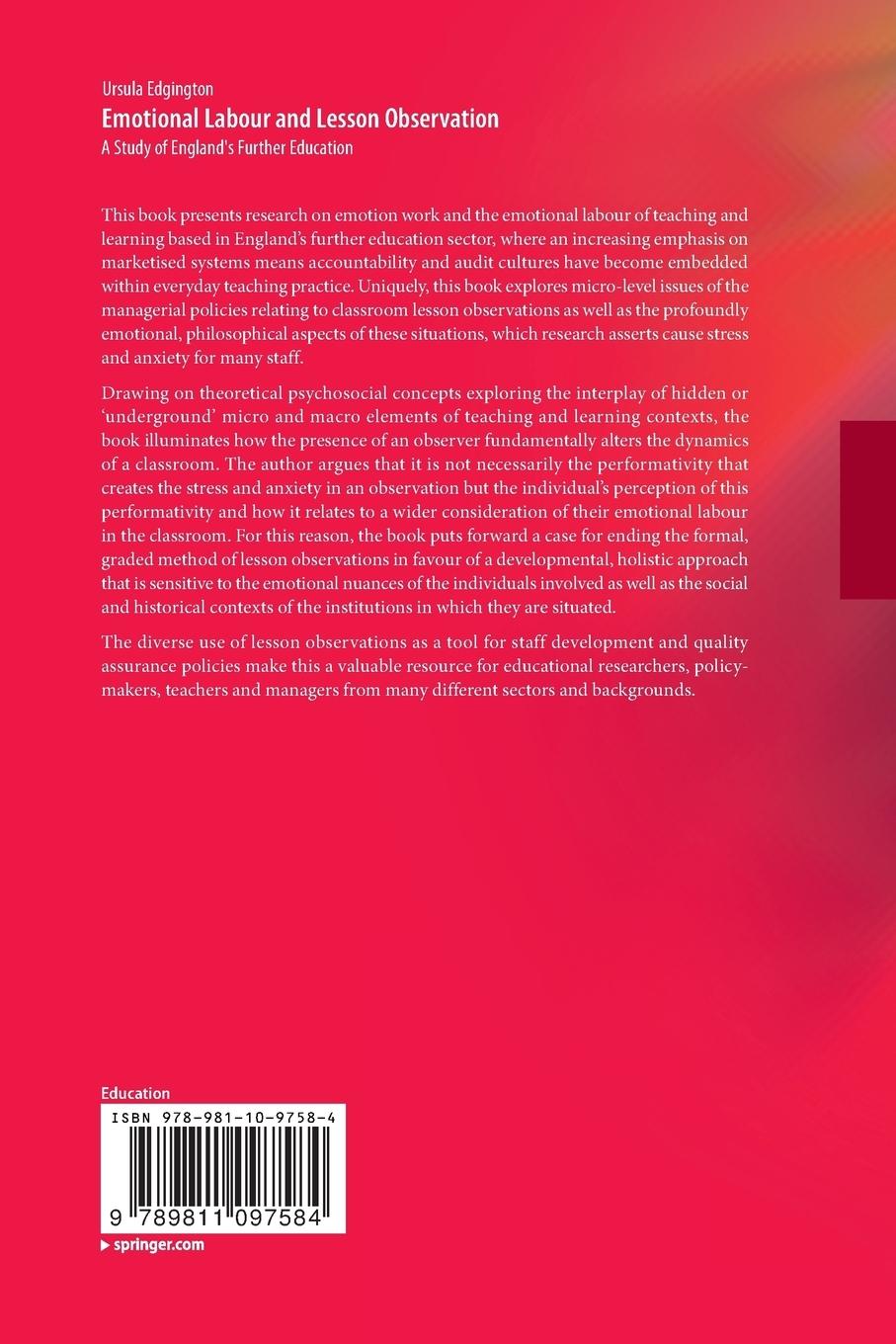 Rückseitencover Emotional Labour and Lesson Observation