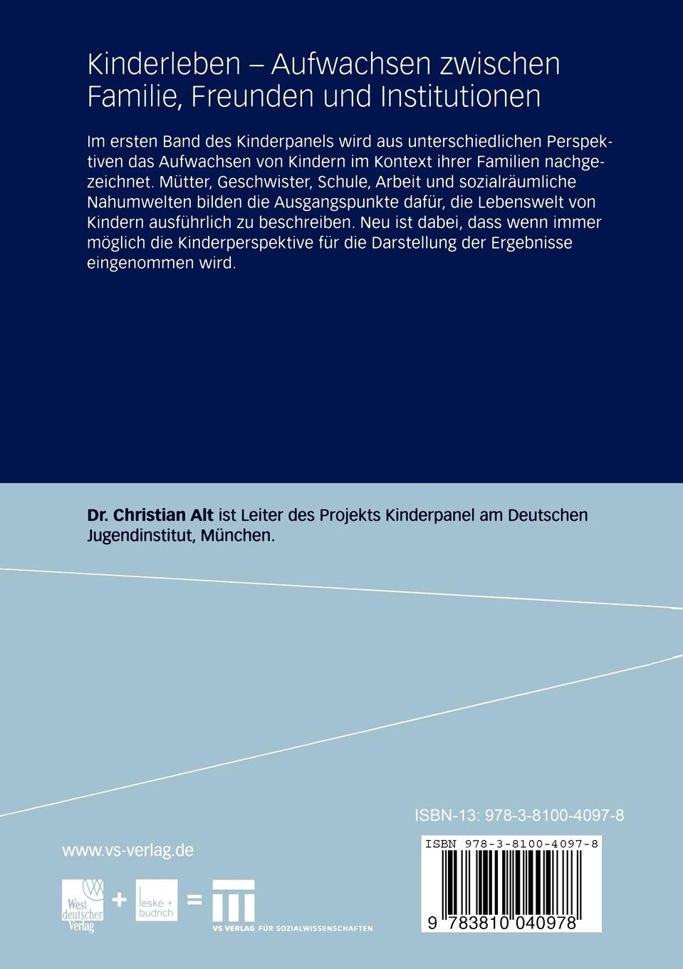 Rückseitencover Kinderleben - Aufwachsen zwischen Familie, Freunden und Institutionen