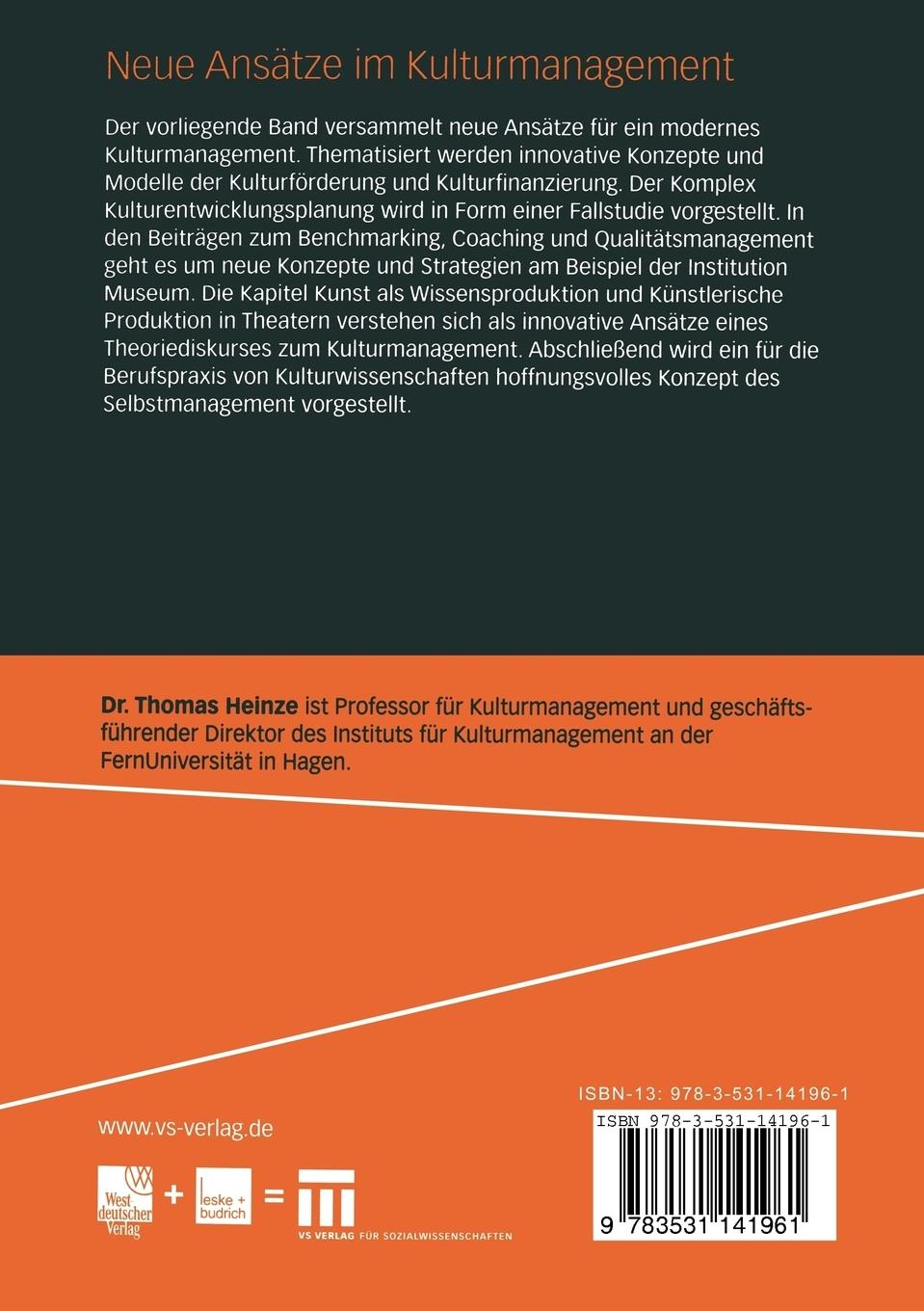 Rückseitencover Neue Ansätze im Kulturmanagement