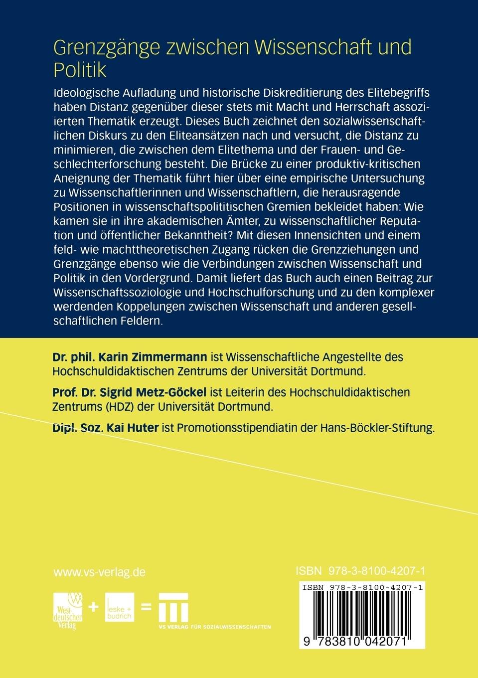 Rückseitencover Grenzgänge zwischen Wissenschaft und Politik