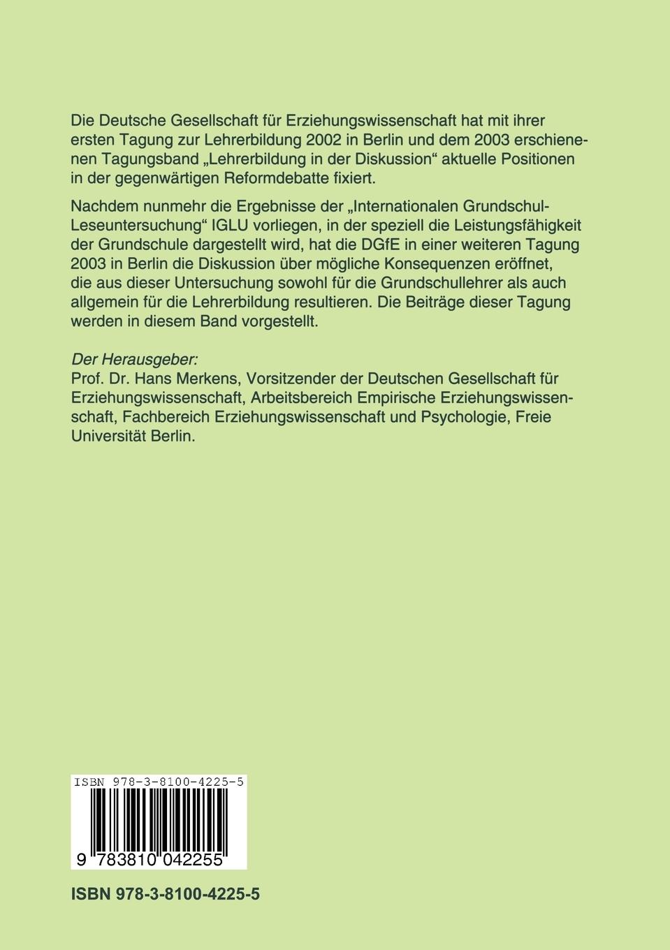 Rückseitencover Lehrerbildung: IGLU und die Folgen