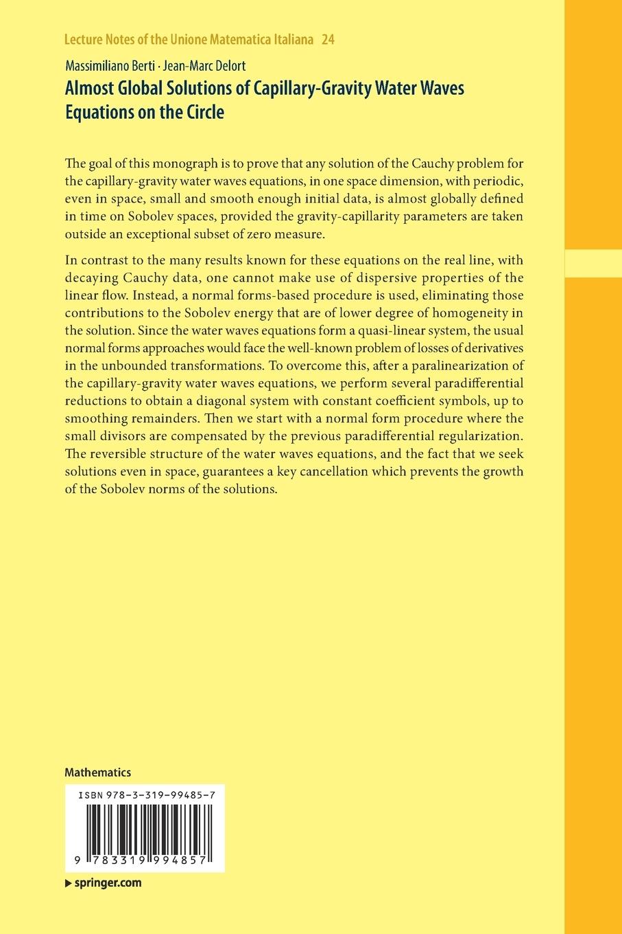 Rückseitencover Almost Global Solutions of Capillary-Gravity Water Waves Equations on the Circle