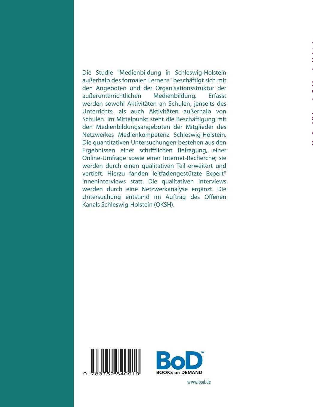 Rückseitencover Medienbildung in Schleswig-Holstein außerhalb des formalen Lernens