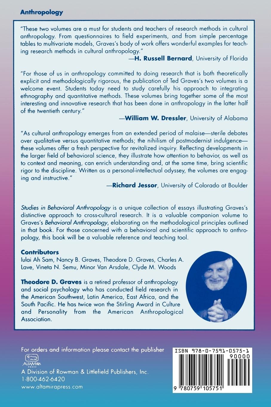 Rückseitencover Studies in Behavioral Anthropology