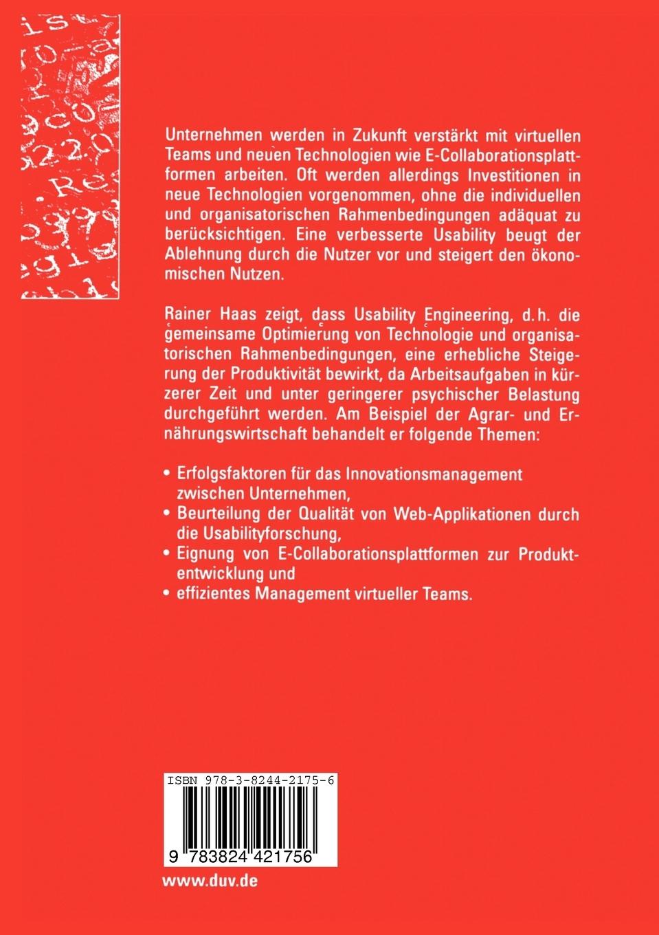 Rückseitencover Usability Engineering in der E-Collaboration