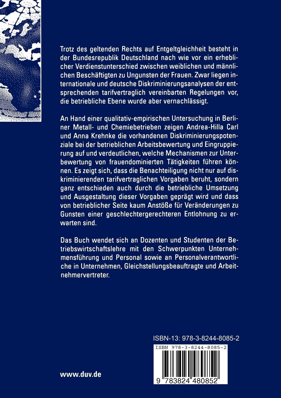 Rückseitencover Geschlechterdiskriminierung bei der betrieblichen Grundentgeltfindung