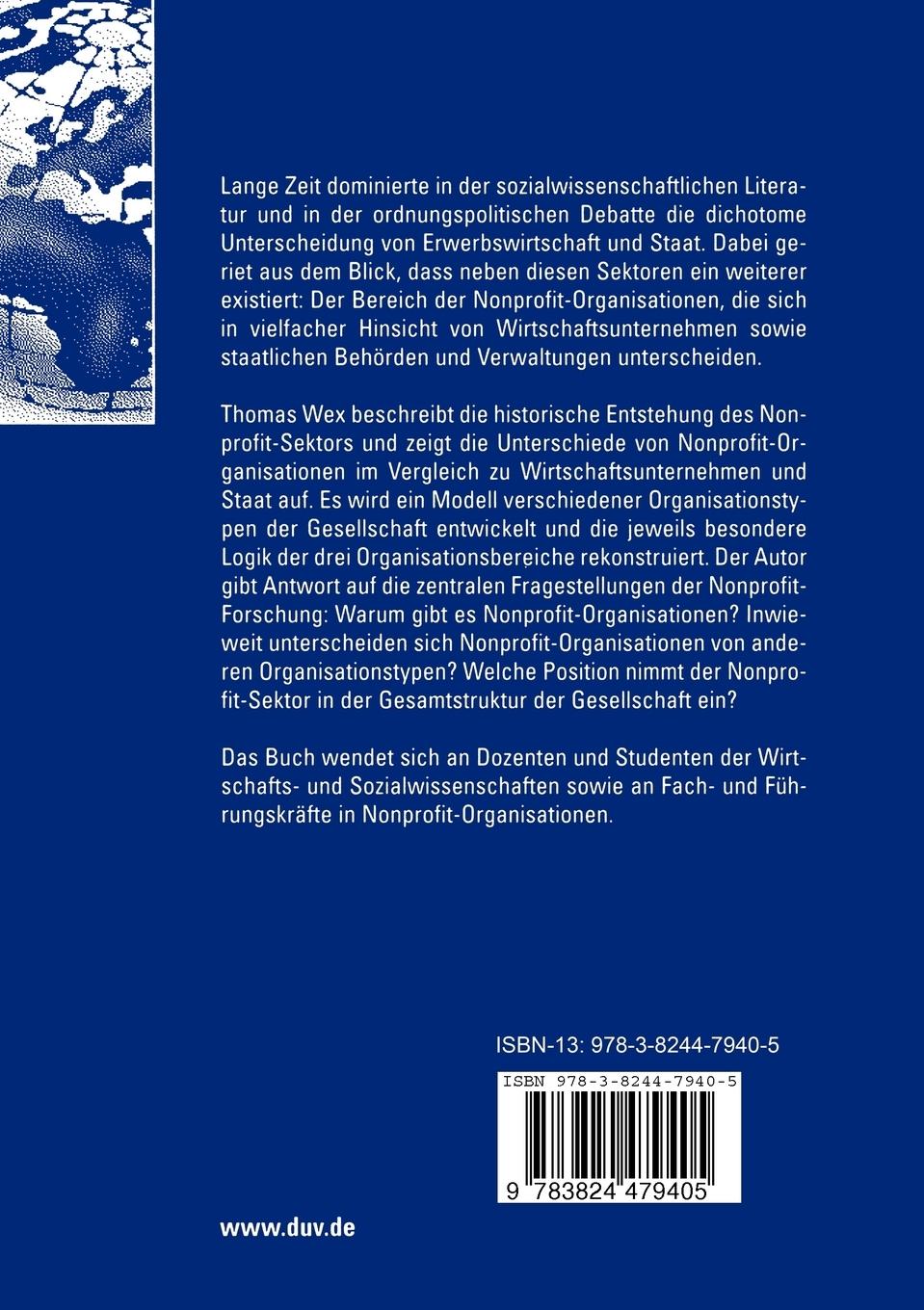 Rückseitencover Der Nonprofit-Sektor der Organisationsgesellschaft