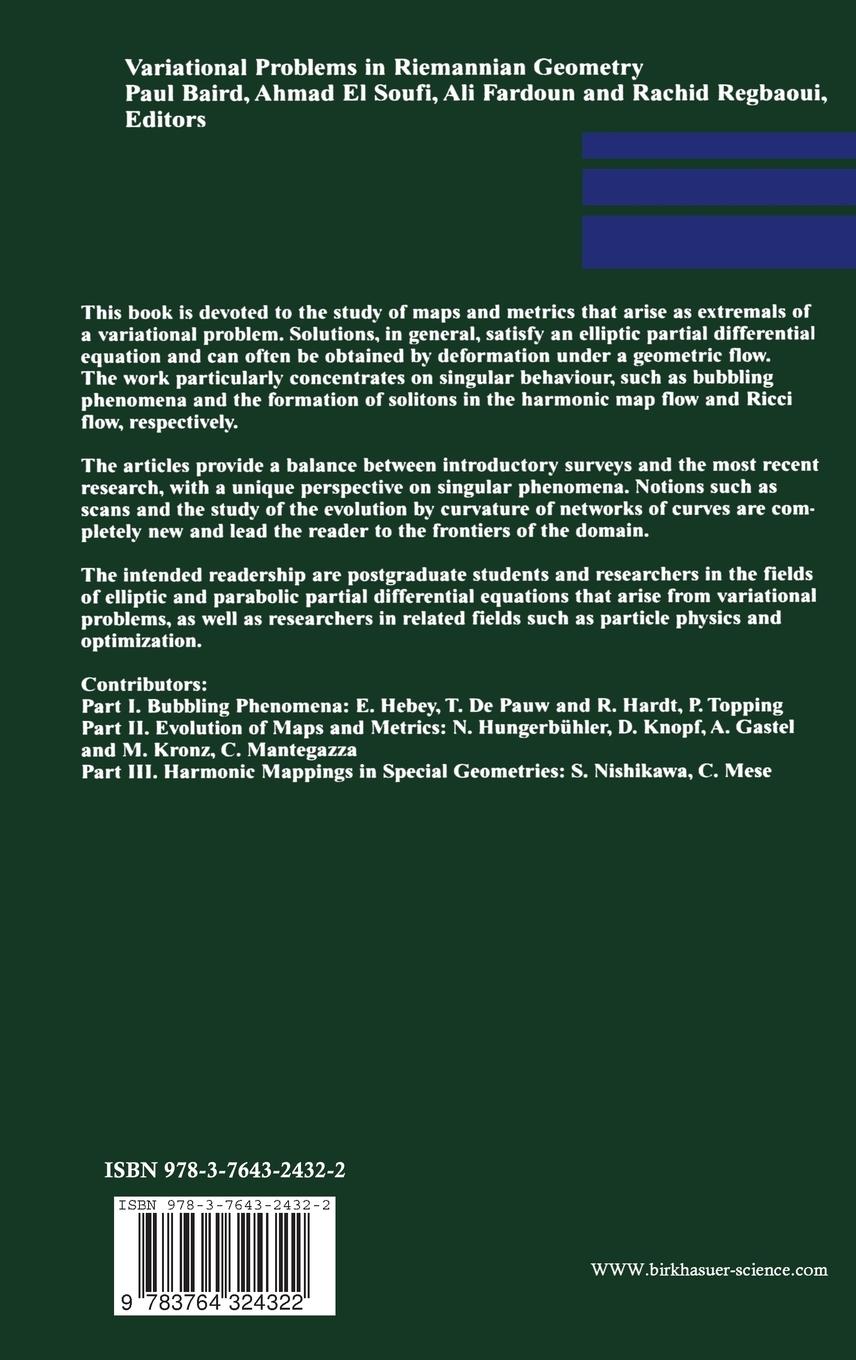 Rückseitencover Variational Problems in Riemannian Geometry