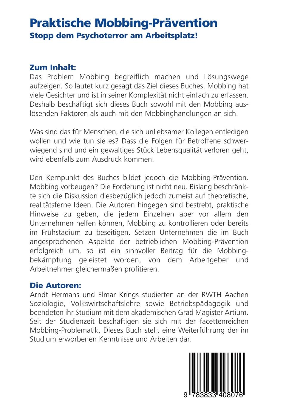 Rückseitencover Praktische Mobbing-Prävention