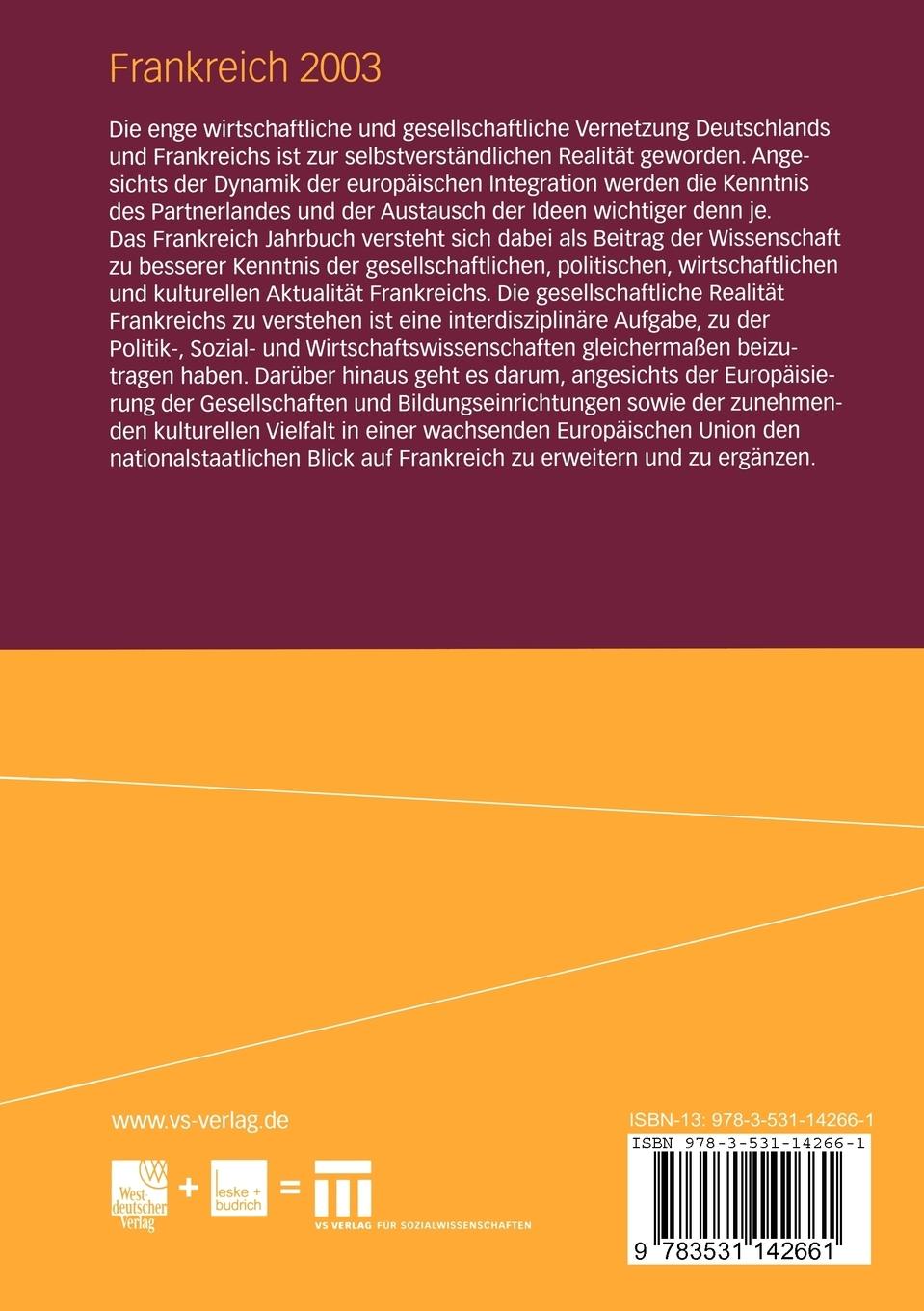 Rückseitencover Frankreich Jahrbuch 2003