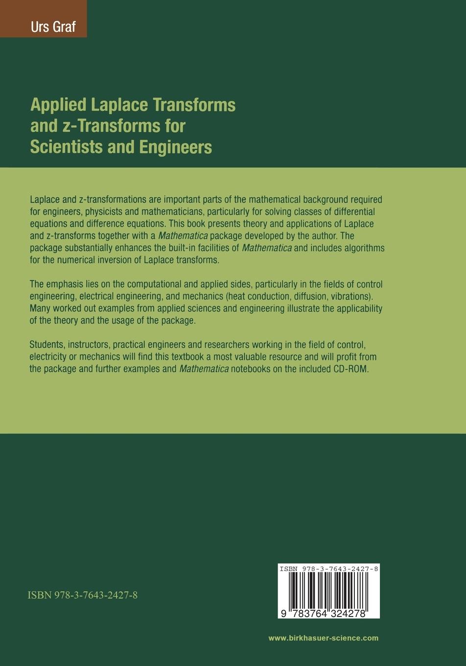 Rückseitencover Applied Laplace Transforms and z-Transforms for Scientists and Engineers