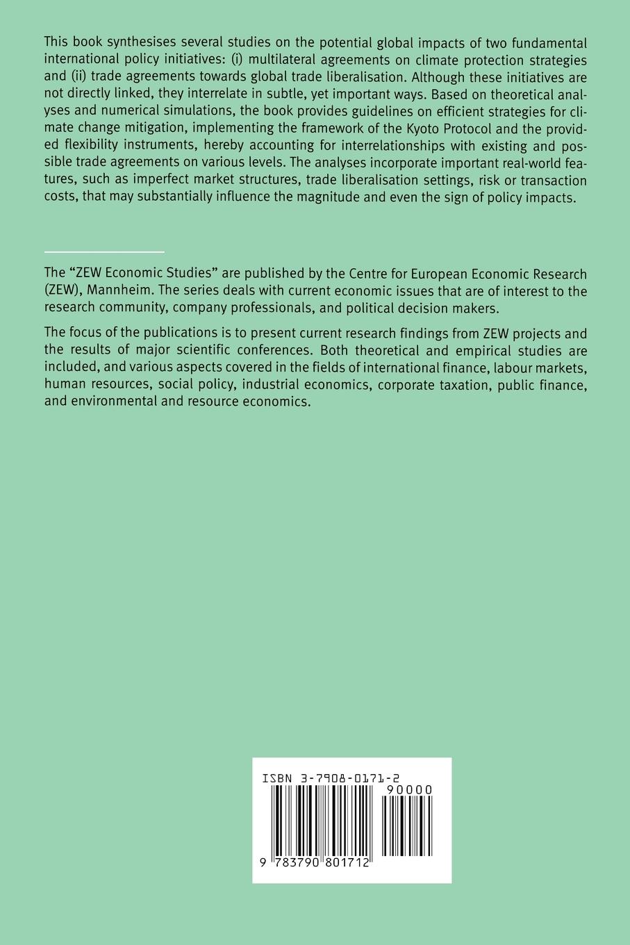 Rückseitencover Climate Change Policy and Global Trade