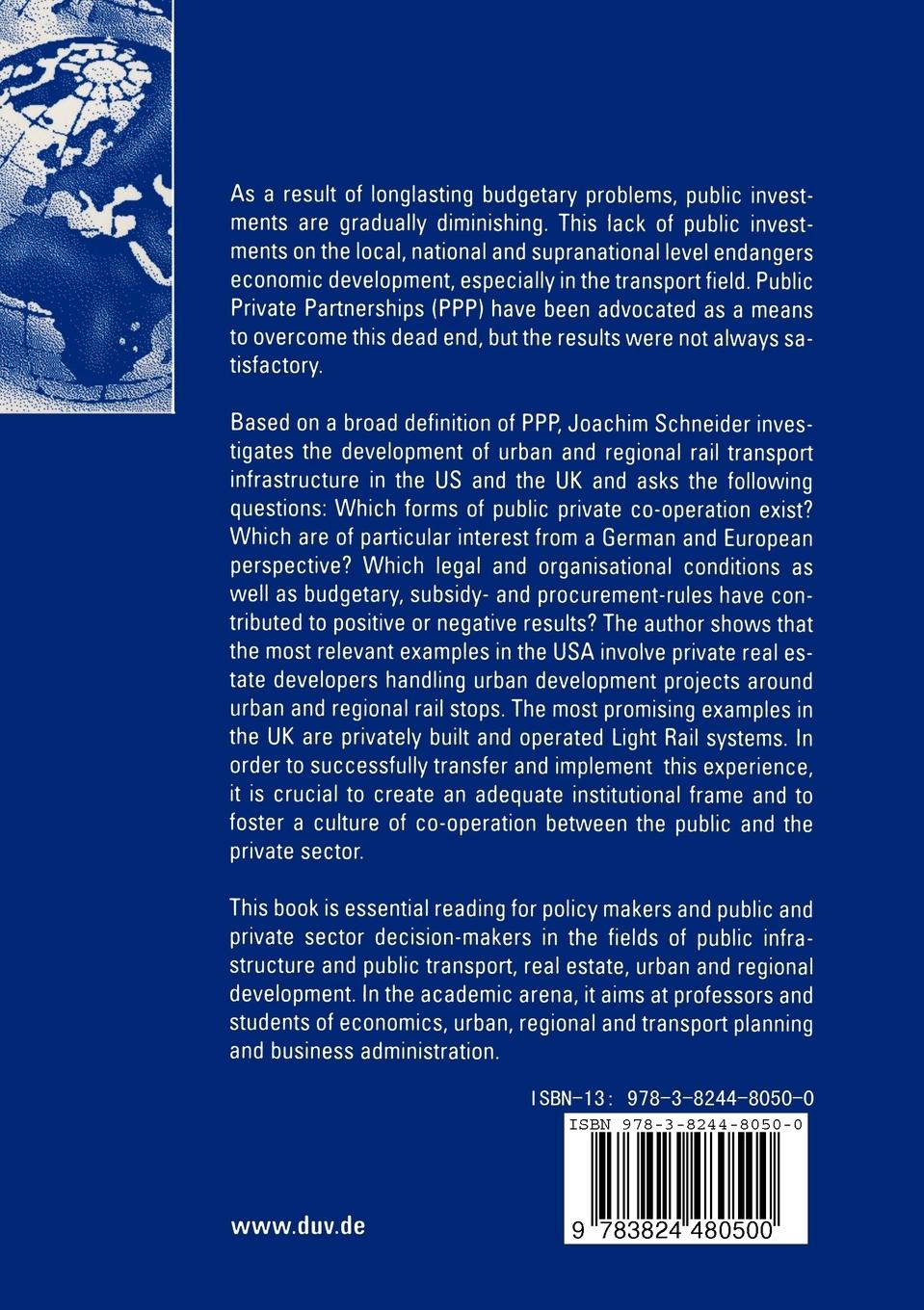 Rückseitencover Public Private Partnership for Urban Rail Transit