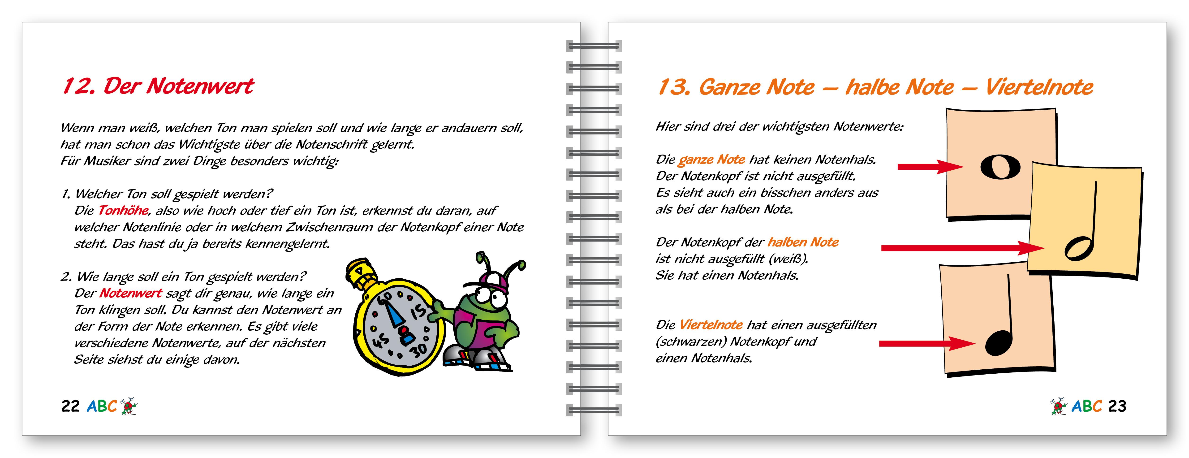 Beispielinhalt (Bild) Voggy's Musiklehre ABC. Mit CD