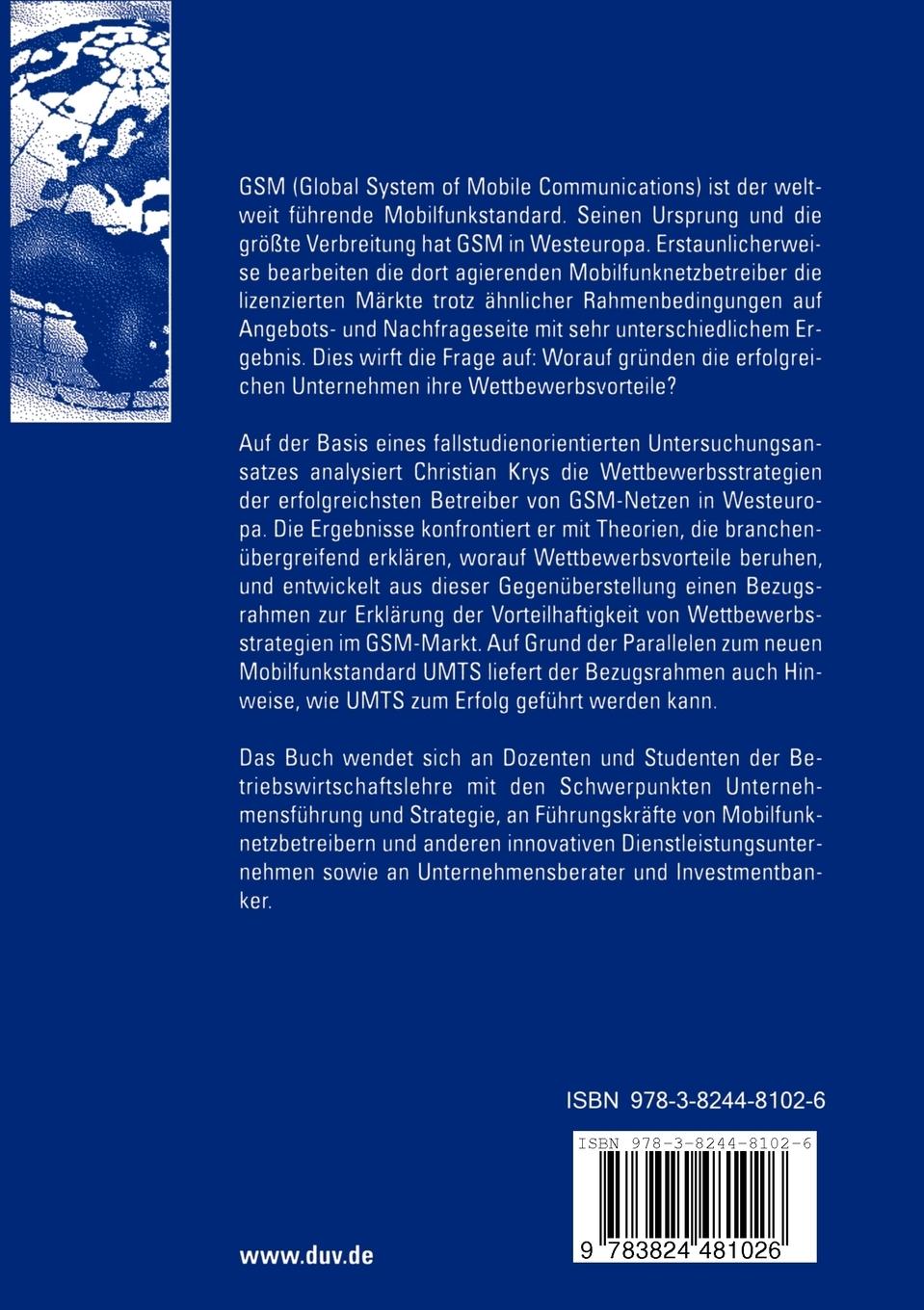 Rückseitencover Erfolgreiche Wettbewerbsstrategien im westeuropäischen GSM-Markt